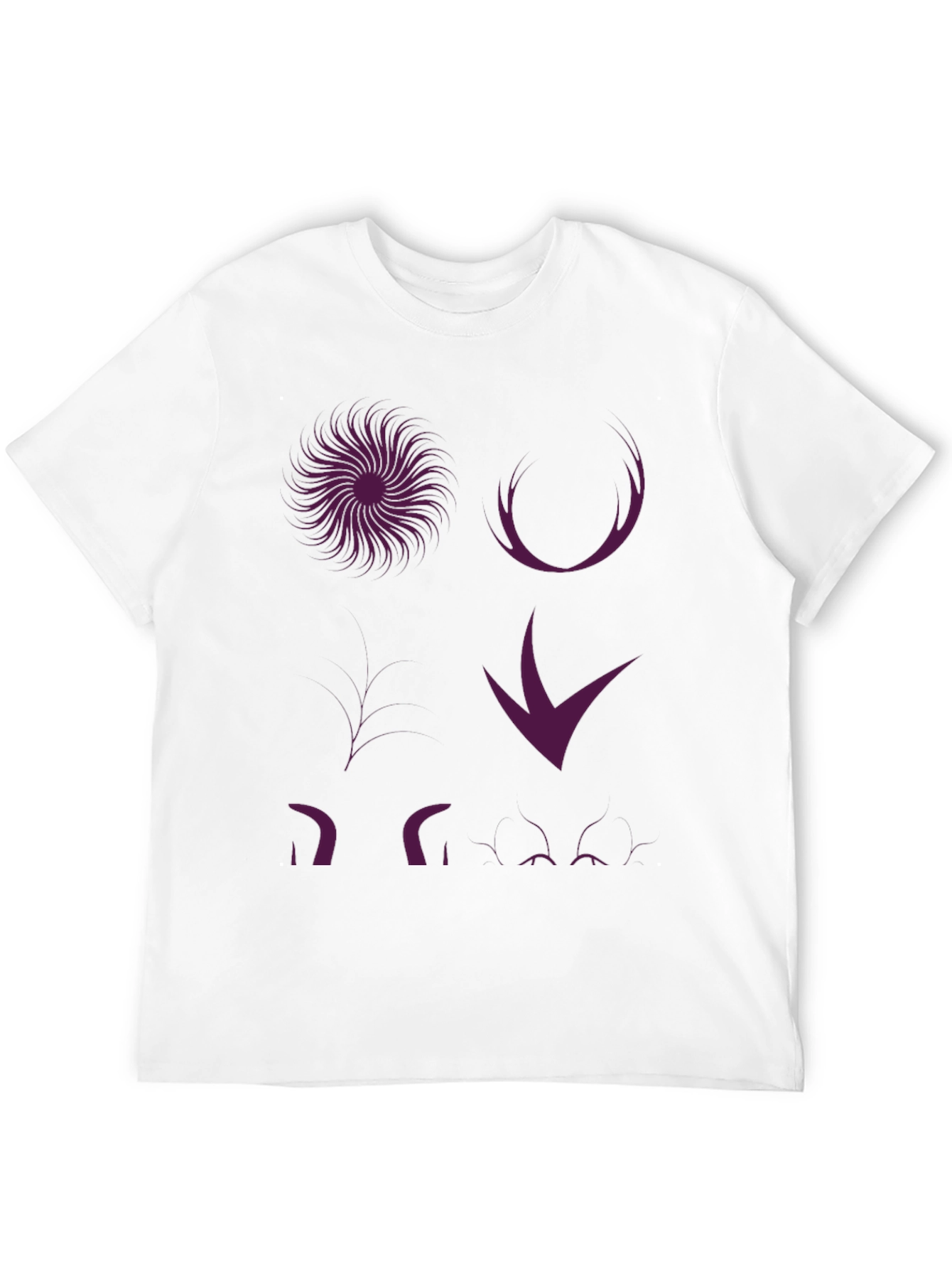 Black Graphic Print T-Shirt - Abstract Purple Design view 12