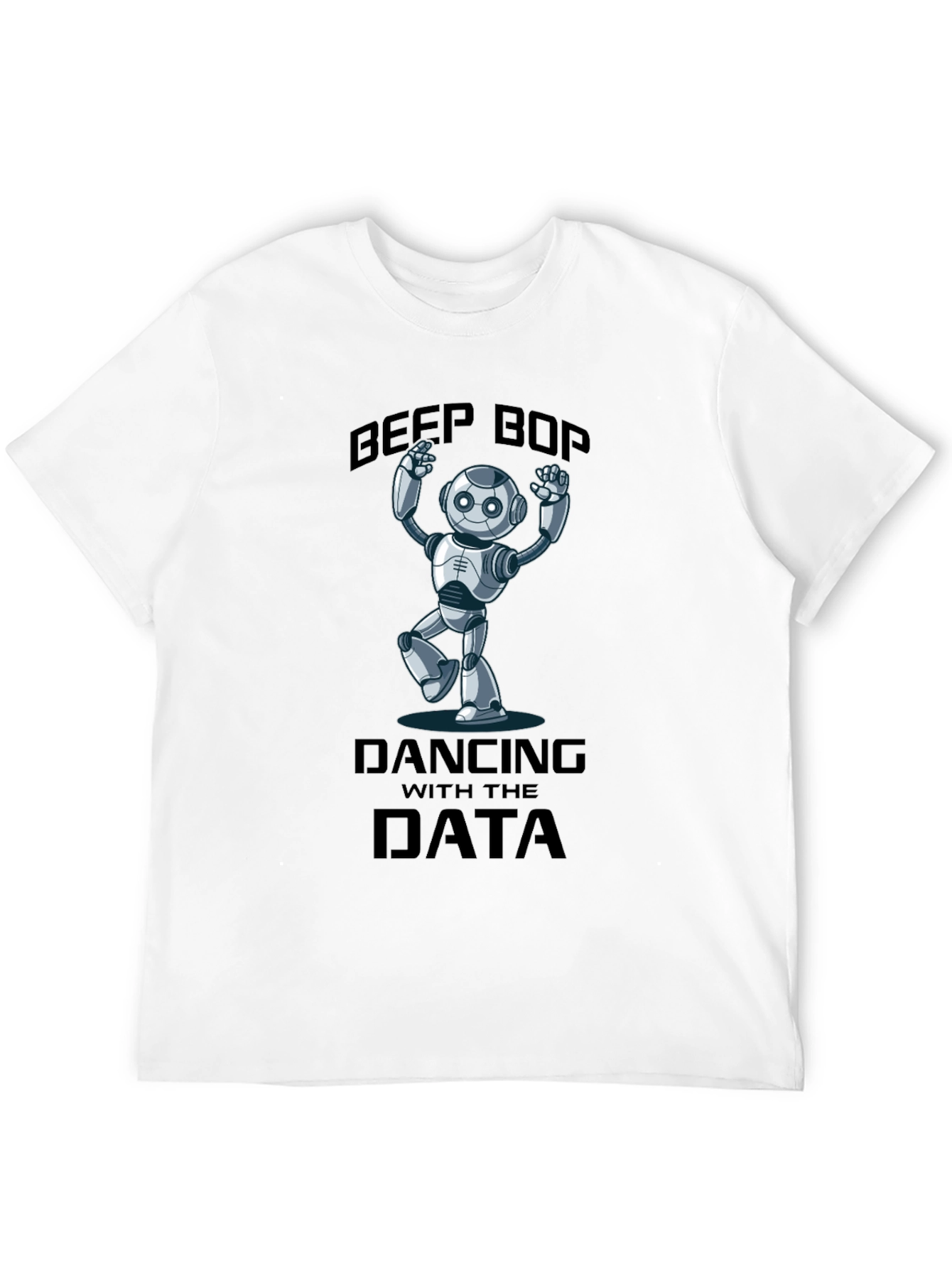 Black Data Dancing Robot T-Shirt - Beep Boop Fun! view 12