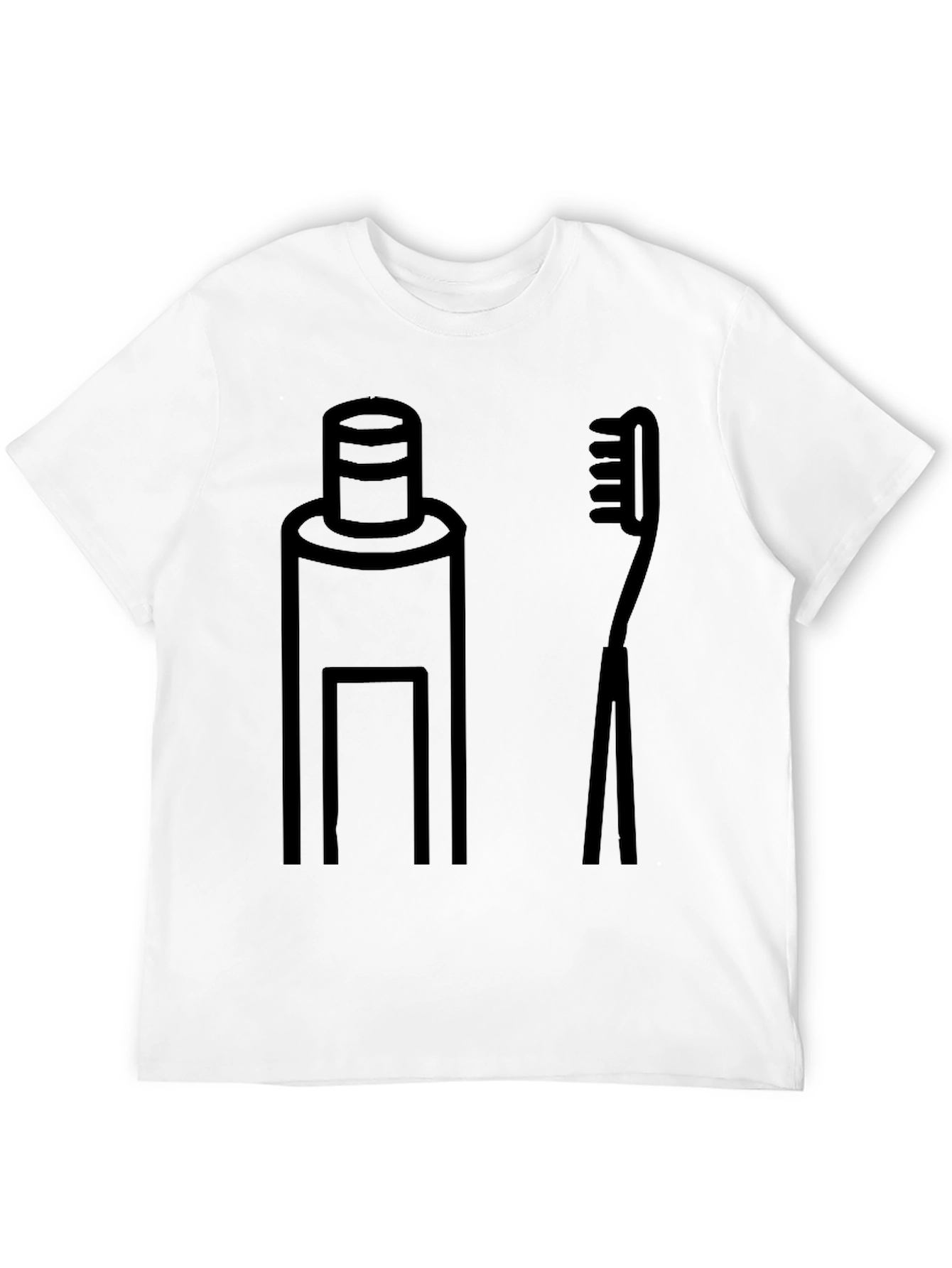 Black Toothpaste and Brush Graphic Tee - Black Cotton Casual Top view 12