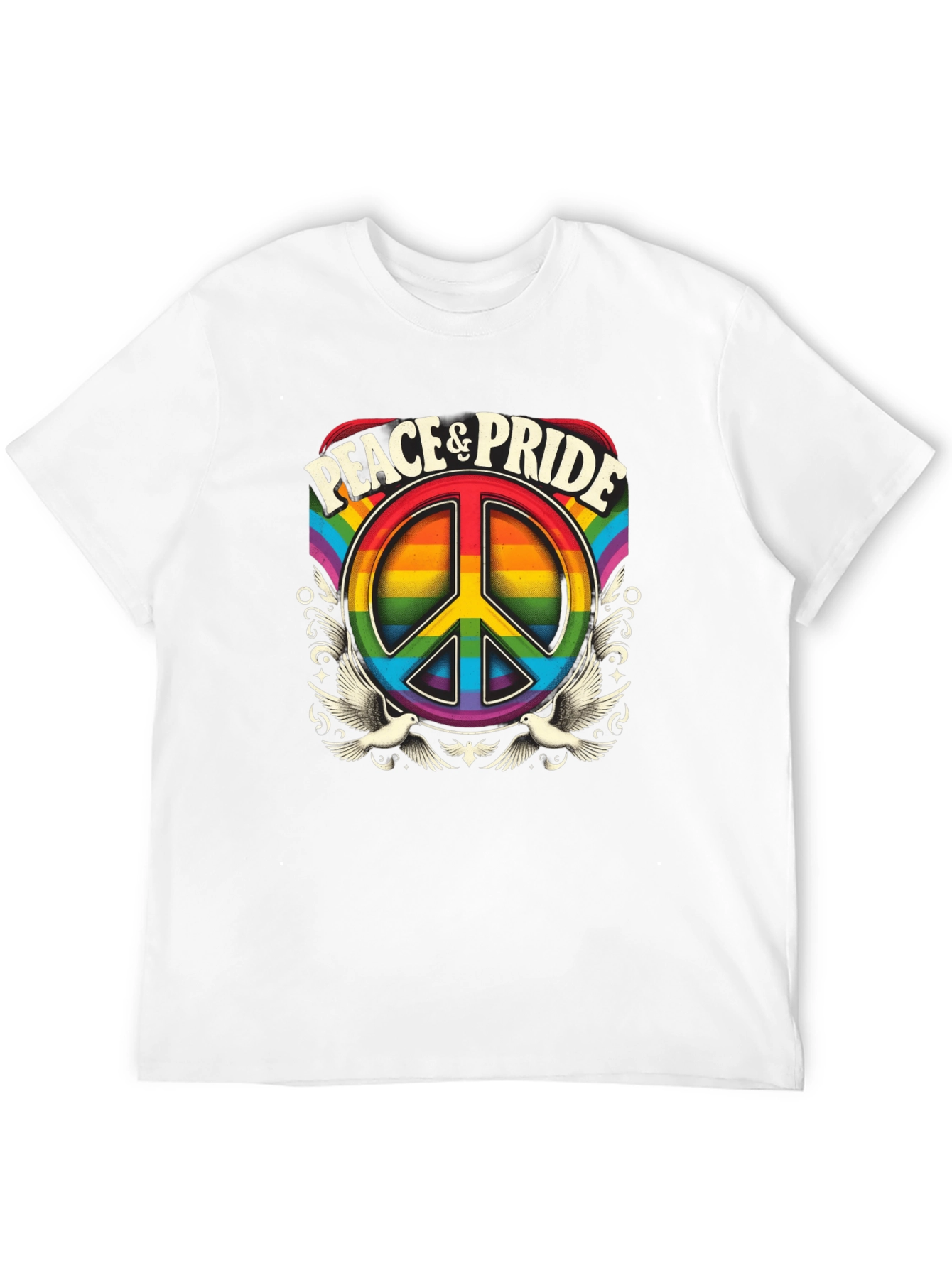 Black Peace & Pride Rainbow Graphic T-Shirt view 12