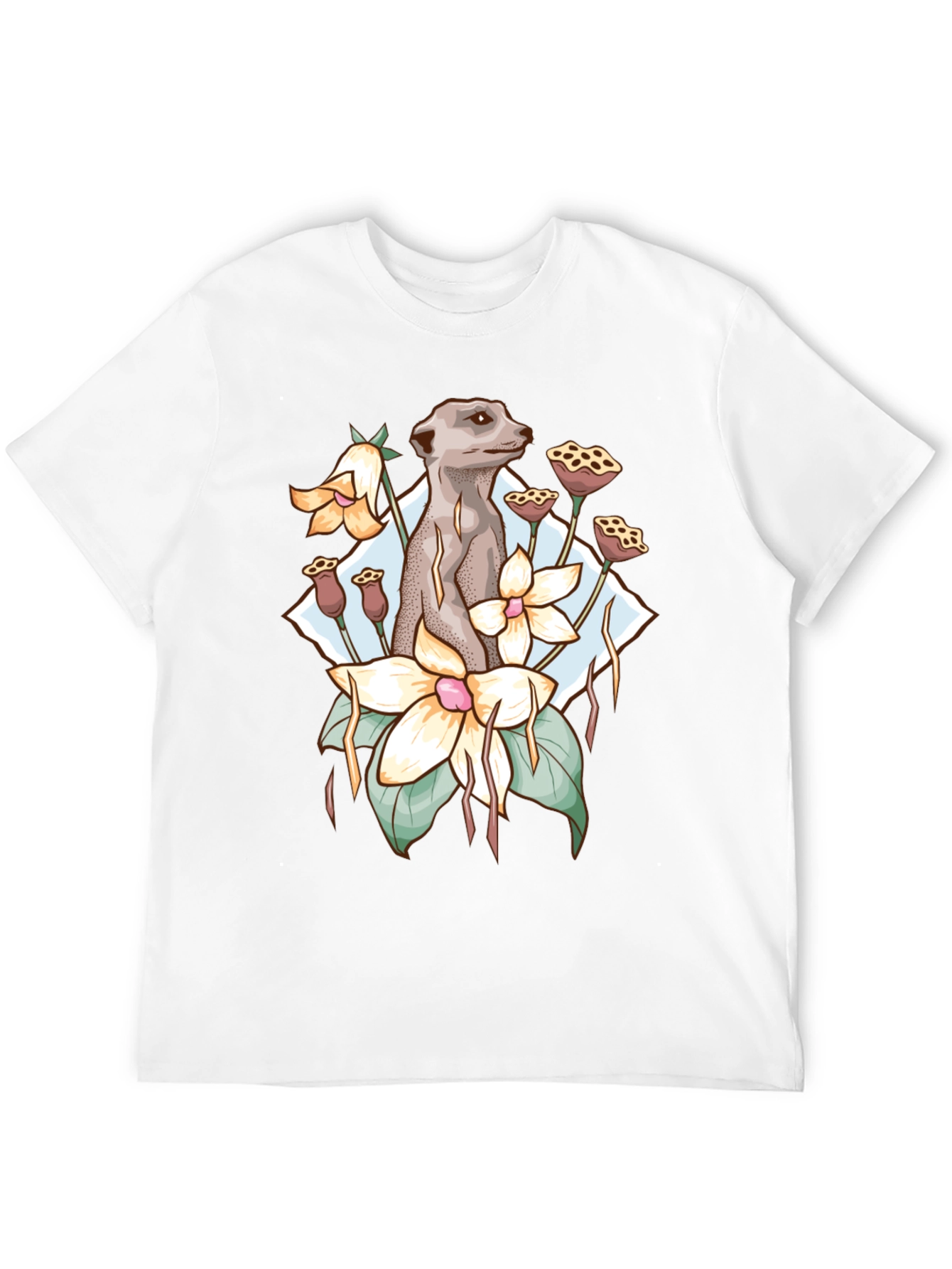 Black Meerkat & Floral Design Tee view 12