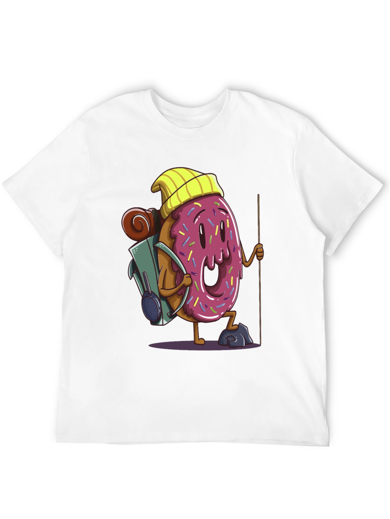 Black Donut Hiker Graphic Tee - Black Cotton T-Shirt view 12