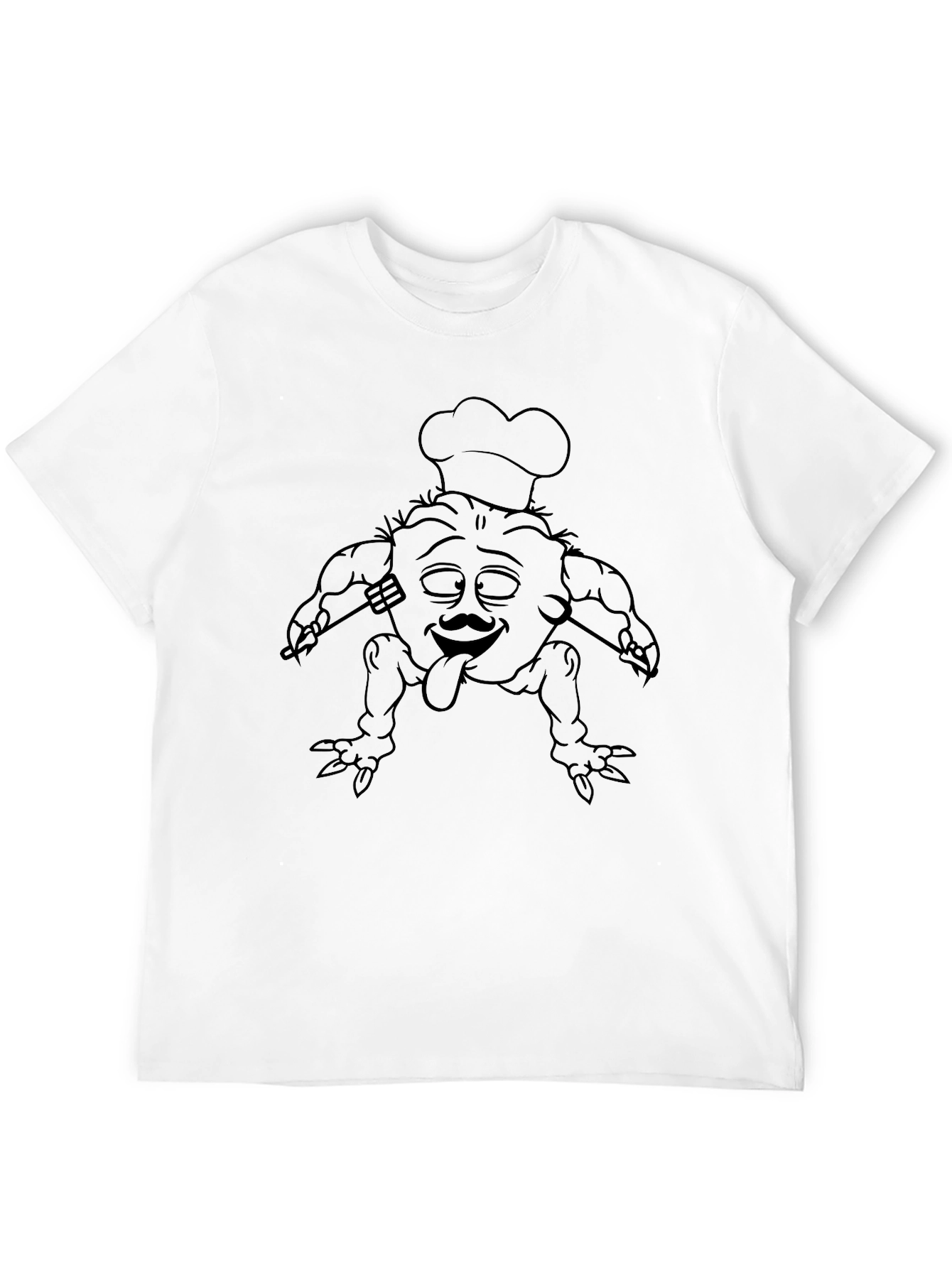Black Funny Chef Cartoon Graphic Black T-Shirt view 12