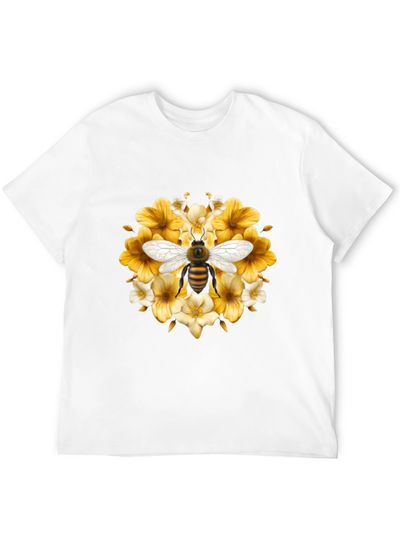 Black Bee & Floral Black T-Shirt view 12