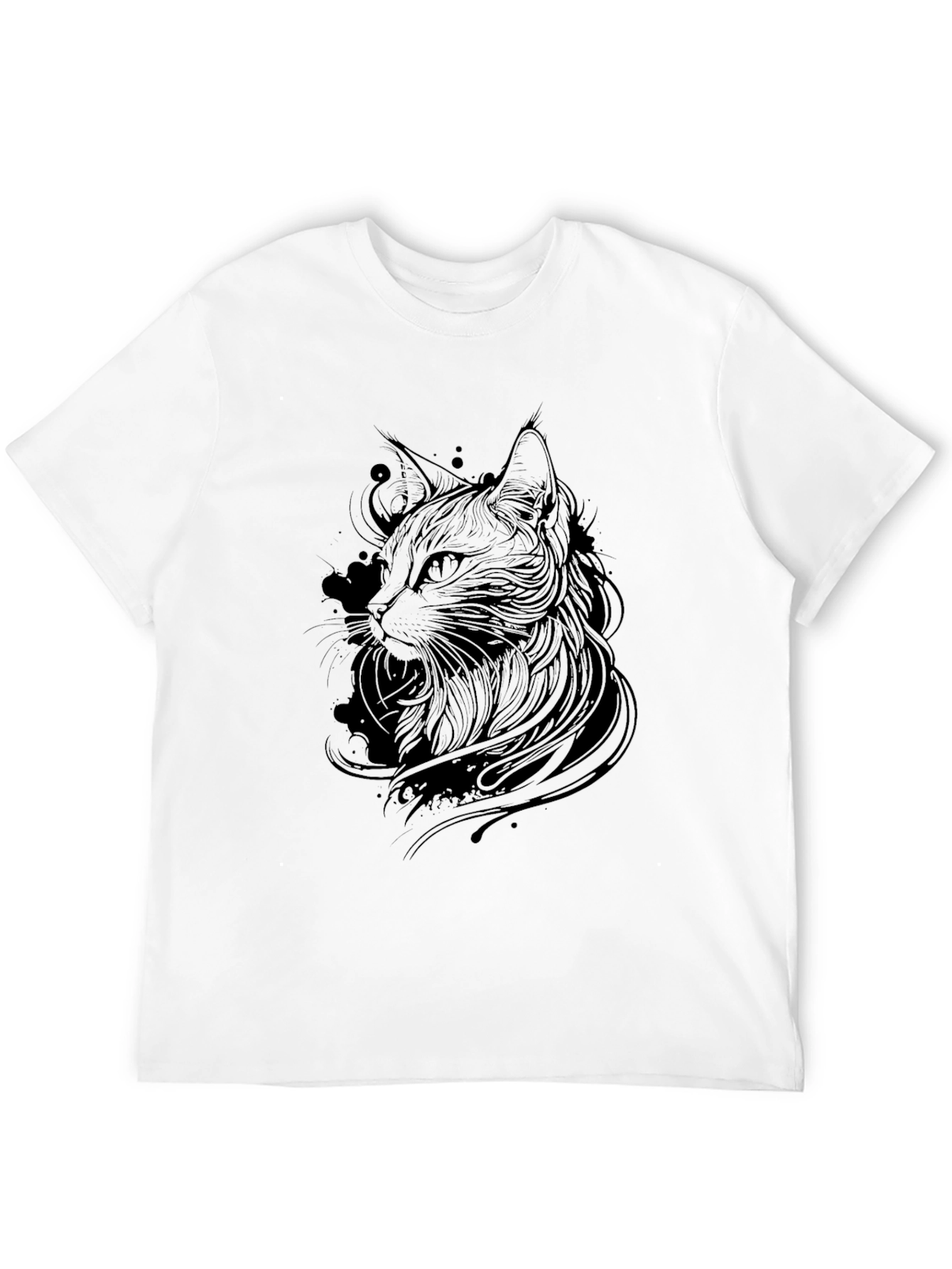 Black Black Cat Line Art Graphic Tee - Men's view 12