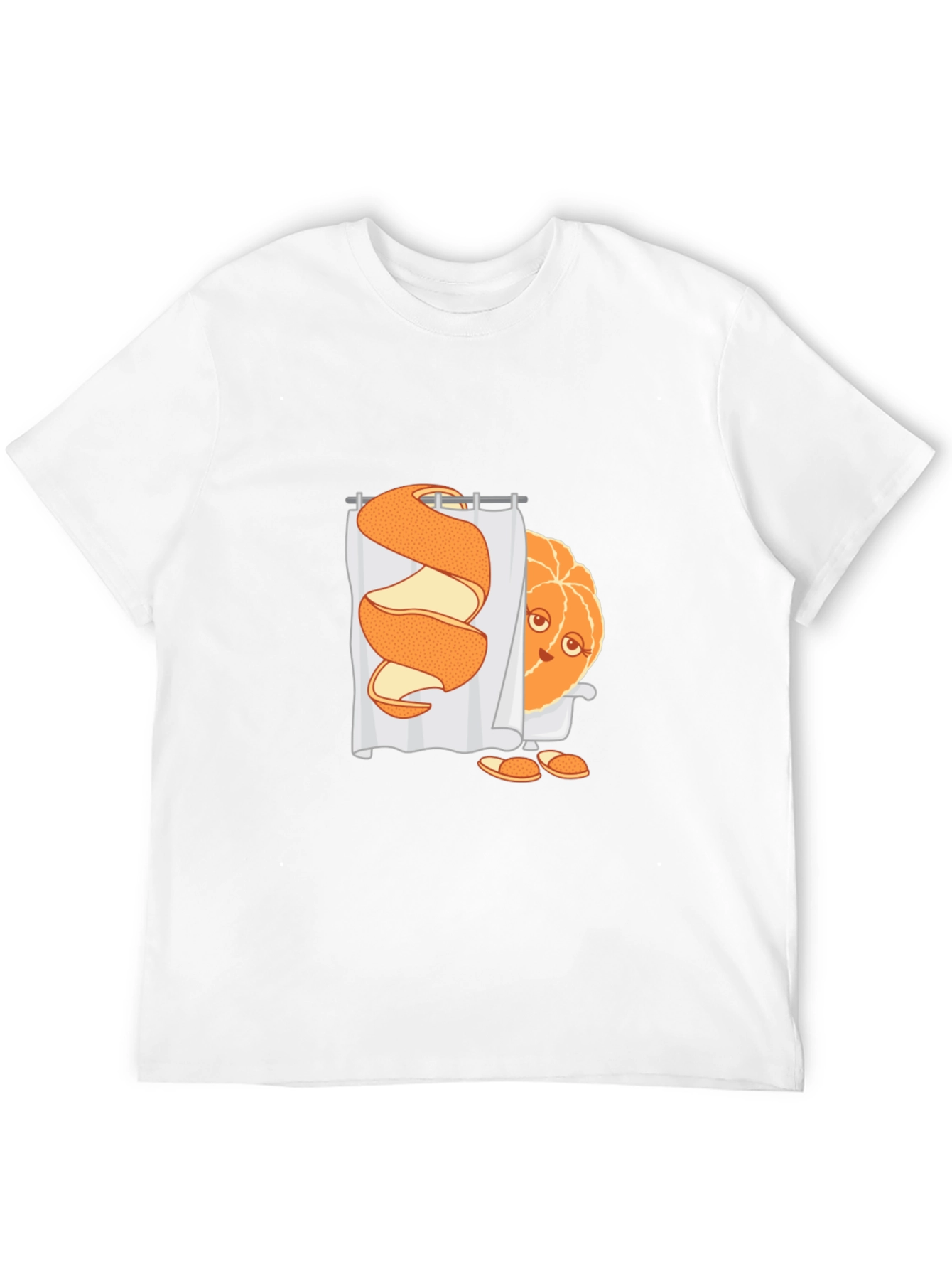 Black Funny Orange Peel Shower Cartoon Graphic T-Shirt view 12