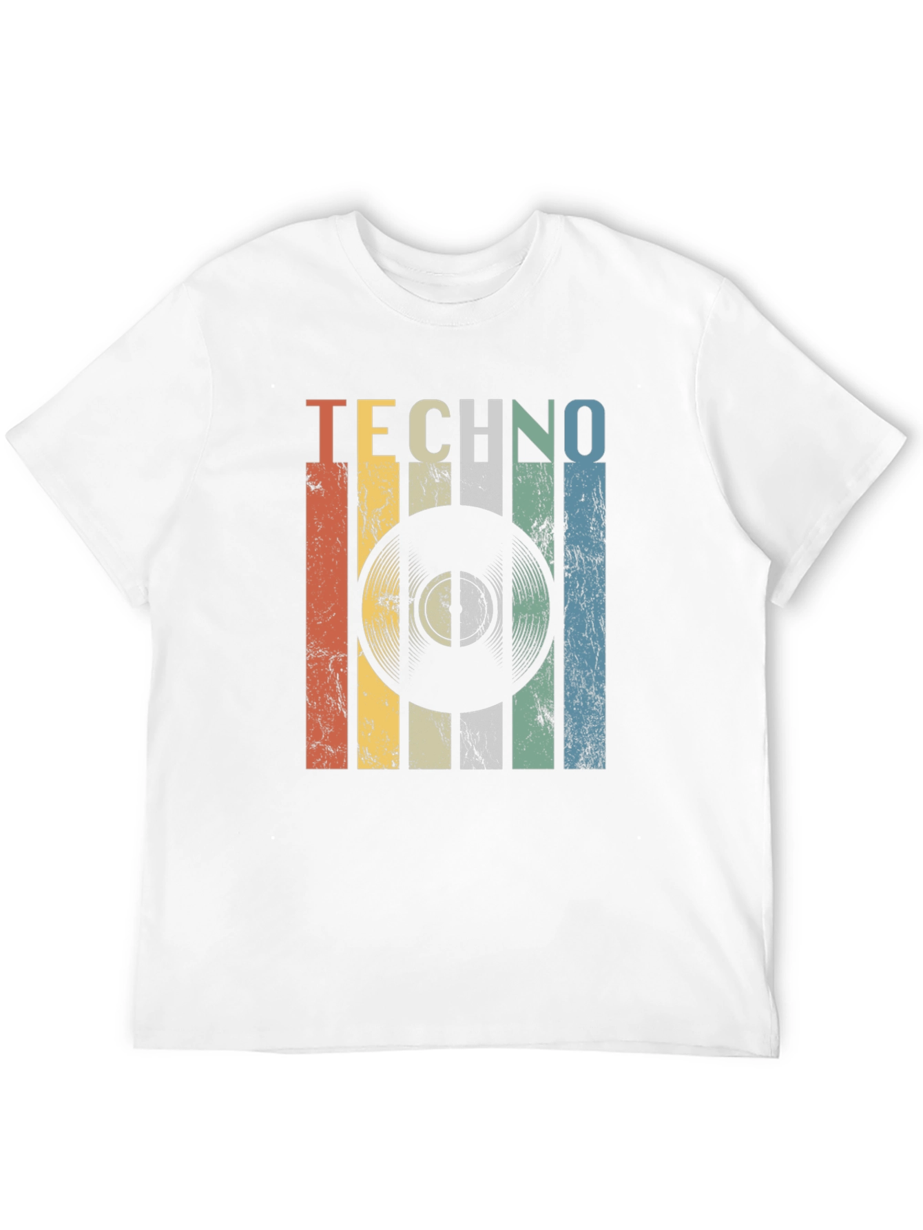 Black Retro Techno Record Graphic T-Shirt view 12