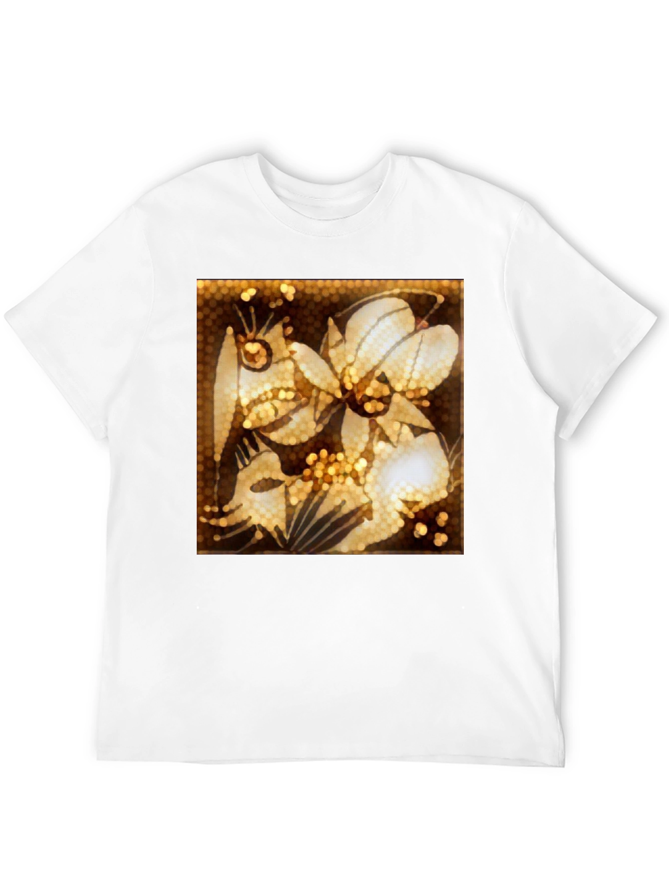 Black Floral Art Print Black T-Shirt view 12