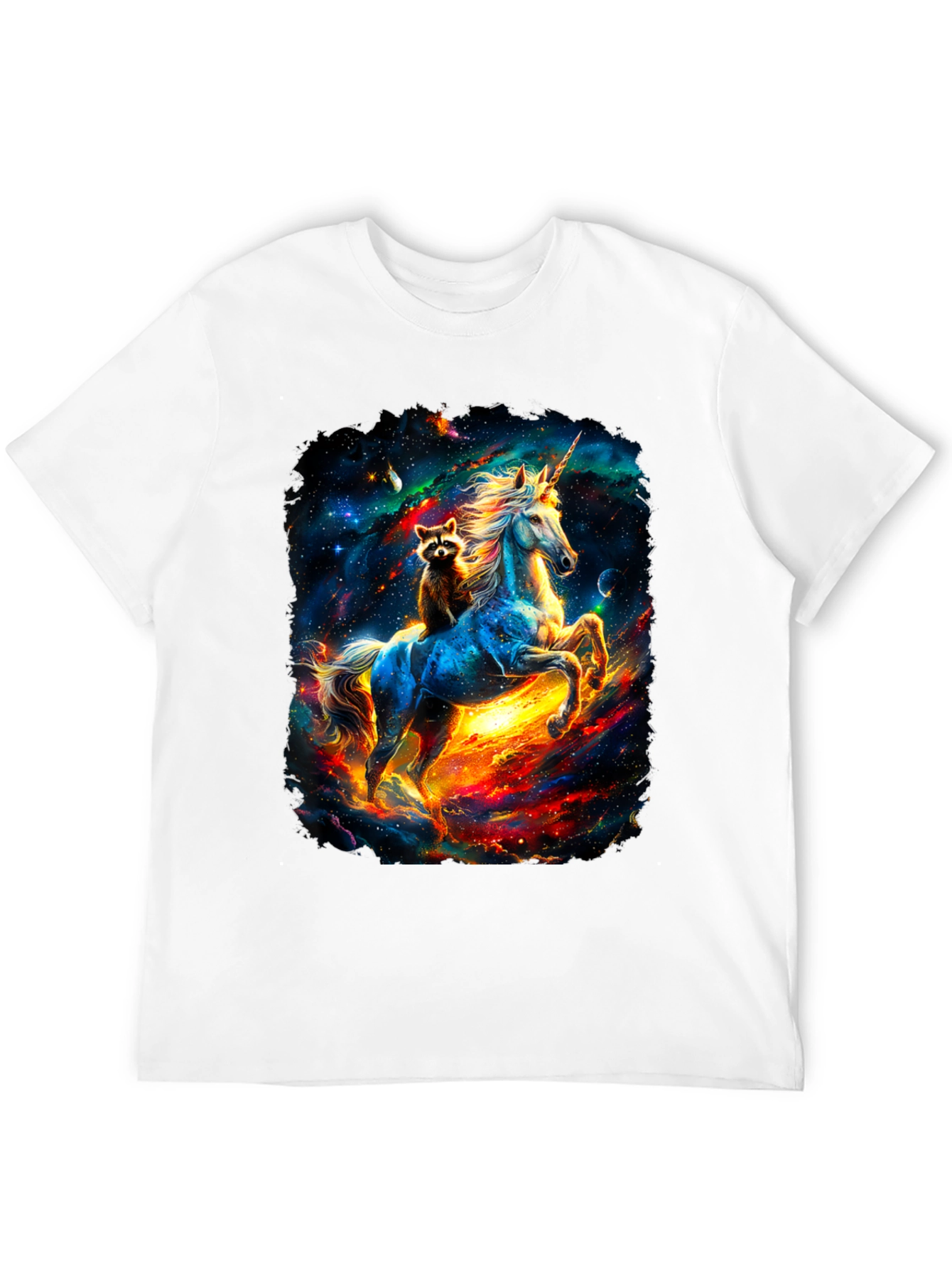 Black Cosmic Unicorn & Raccoon Graphic Tee view 12