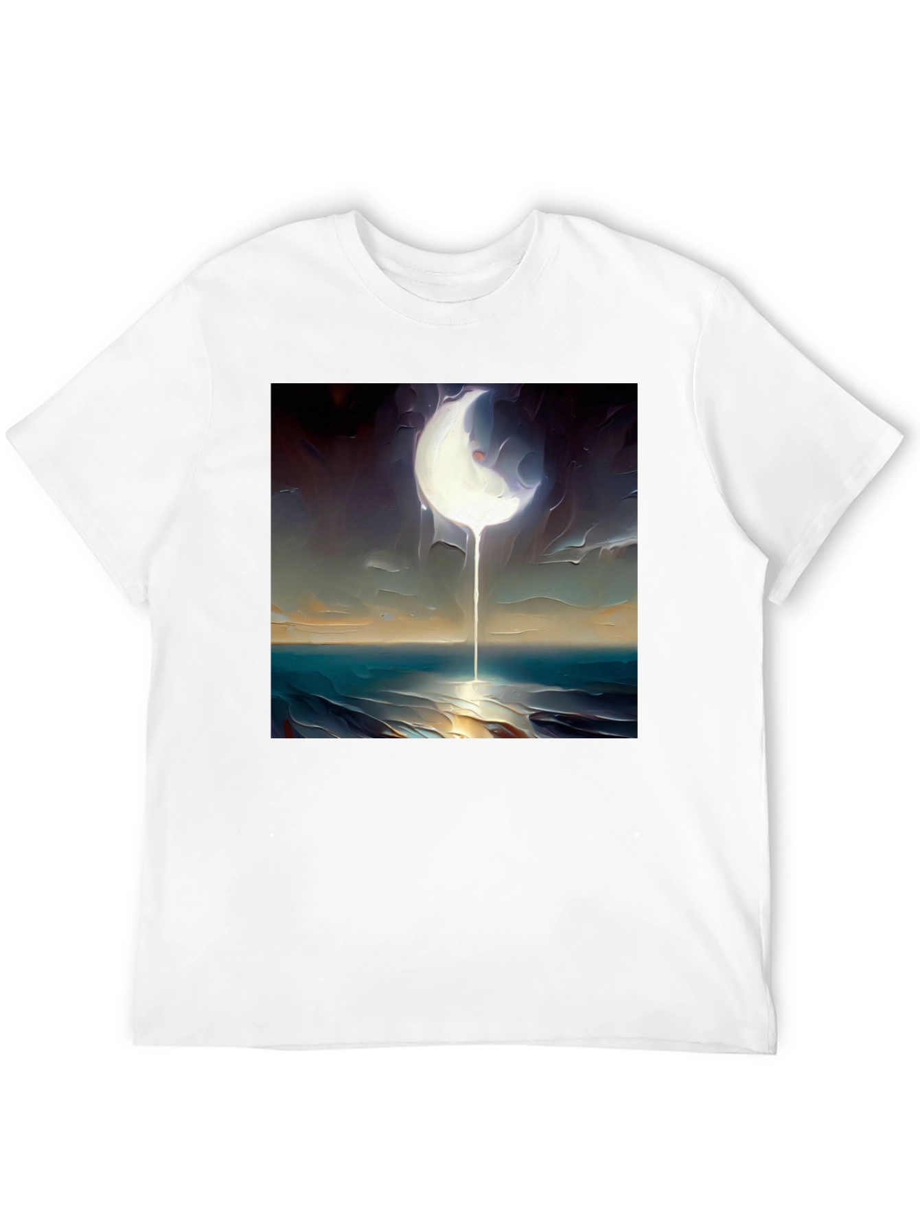 Black Abstract Moonscape Graphic Tee - Black Cotton Casual view 12