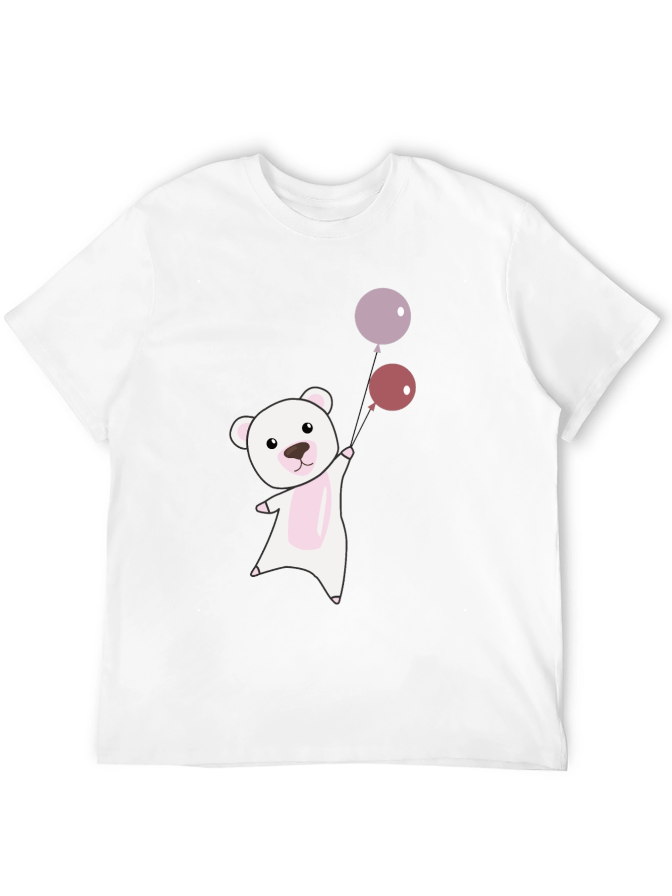 Black Cute Bear with Balloons Graphic Tee - Soft Cotton Comfort view 12