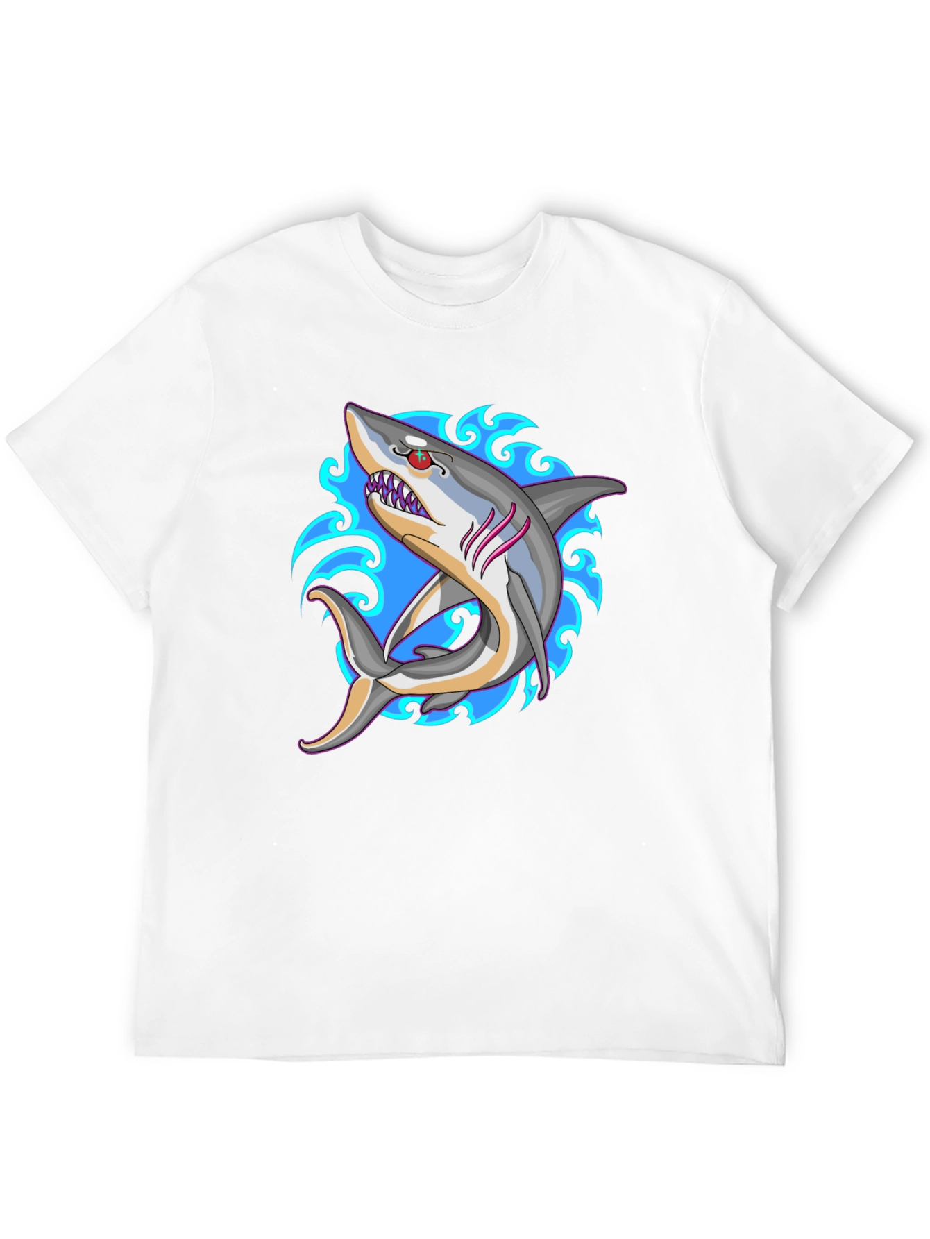 Black Shark Tattoo Style Black T-Shirt view 12