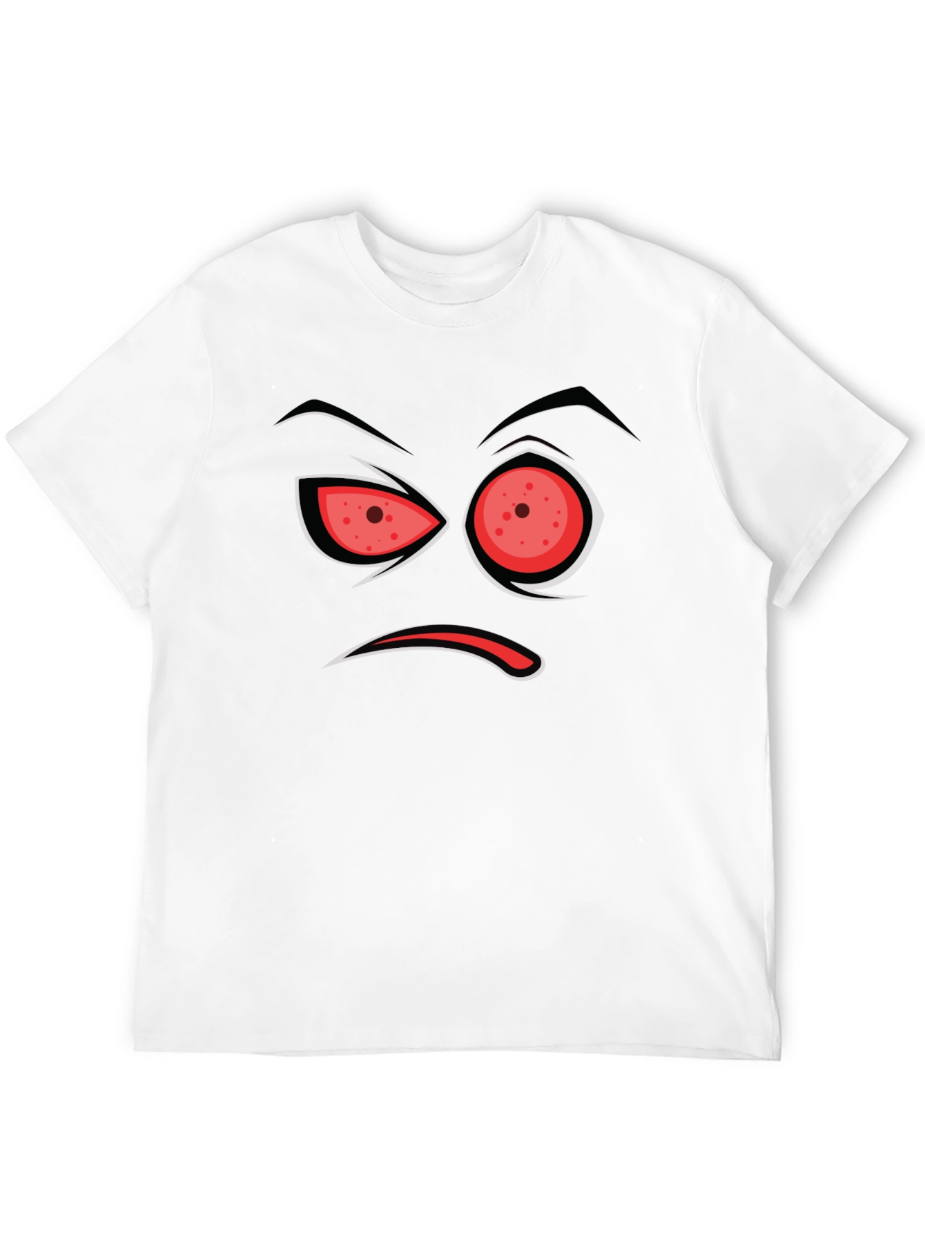 Black Men's Black T-Shirt with Angry Face Design view 12
