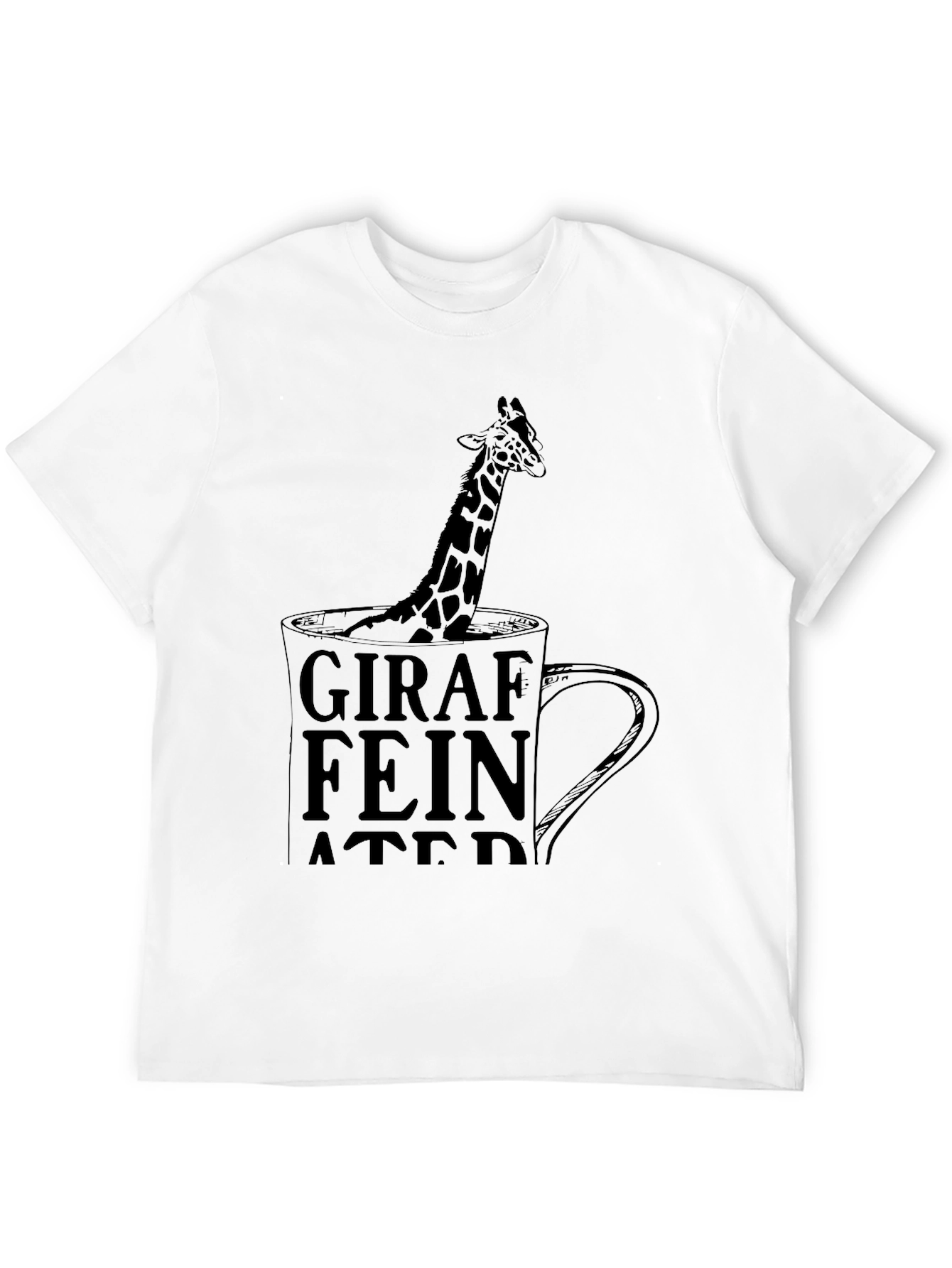 Black Giraffeinated Black T-Shirt - Quirky Coffee Lover Tee view 12