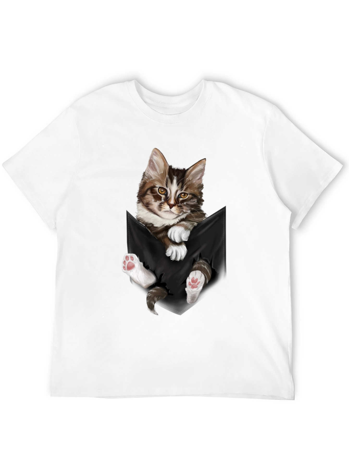 Black Cat Pocket T-Shirt - Novelty Animal Tee view 12