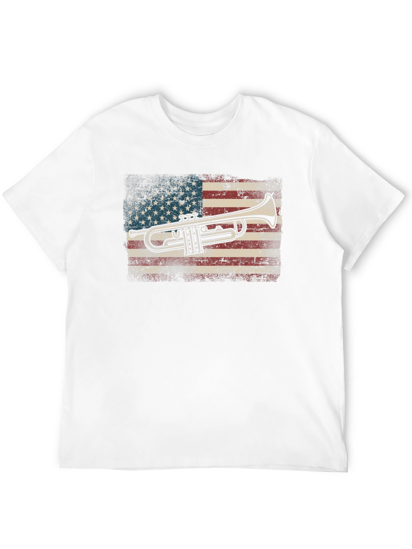 Black Trumpet USA Flag Graphic Tee - Black Cotton T-Shirt view 12