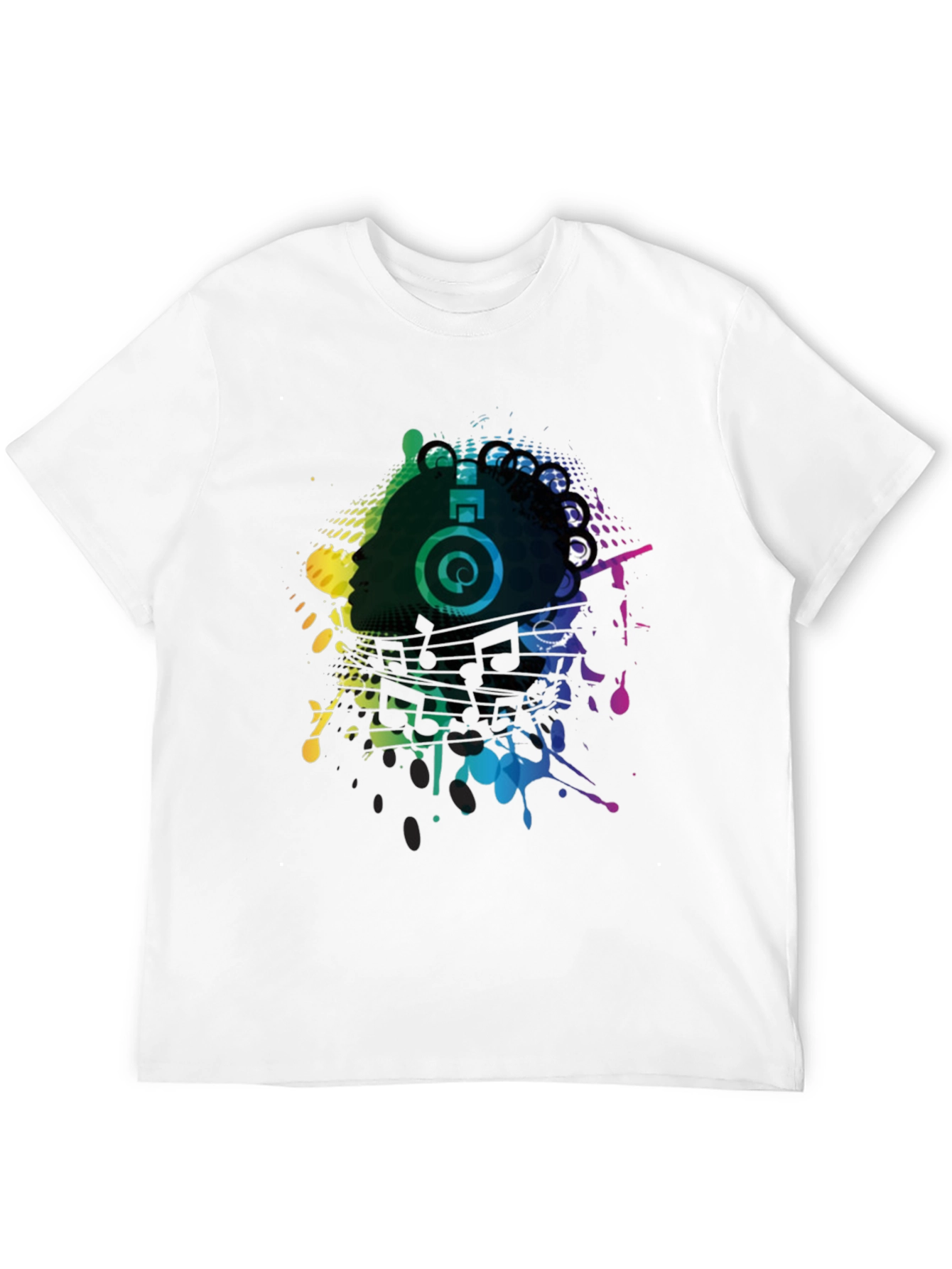 Black Vibrant Music Headphone Graphic Tee - Black view 12