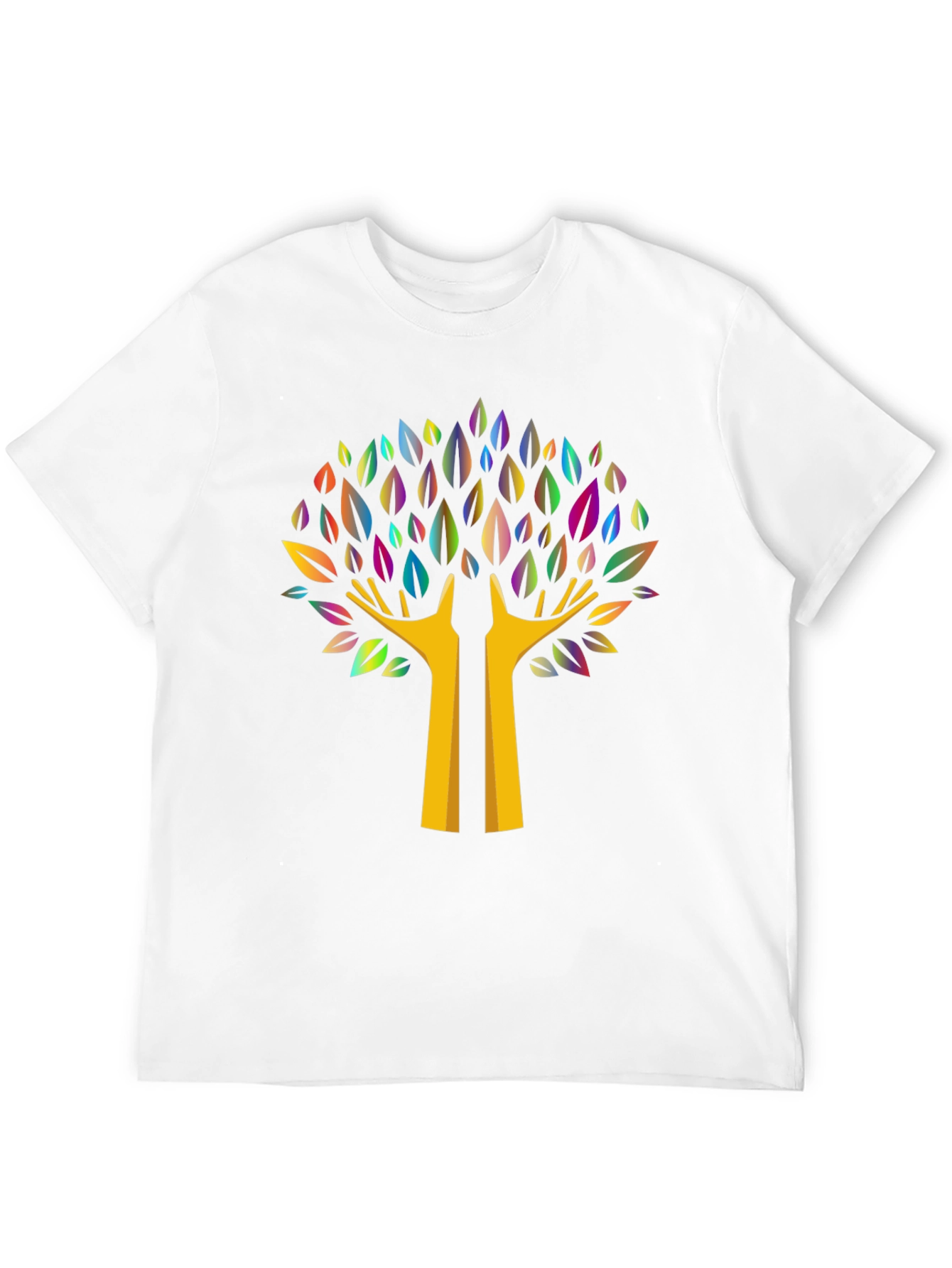 Black Colorful Tree Graphic Black T-Shirt view 12