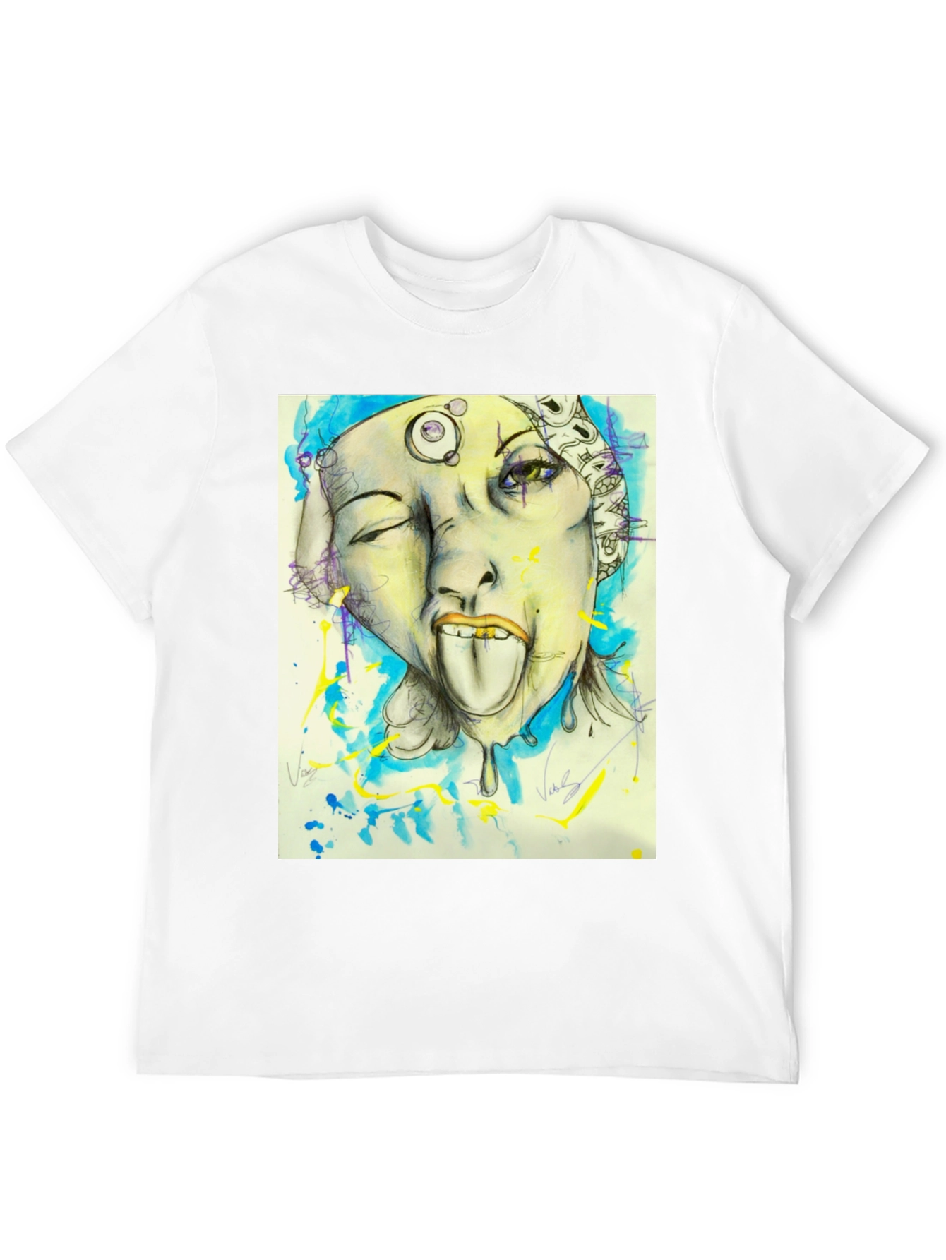 Black Unique Graphic Print Black Tee view 12