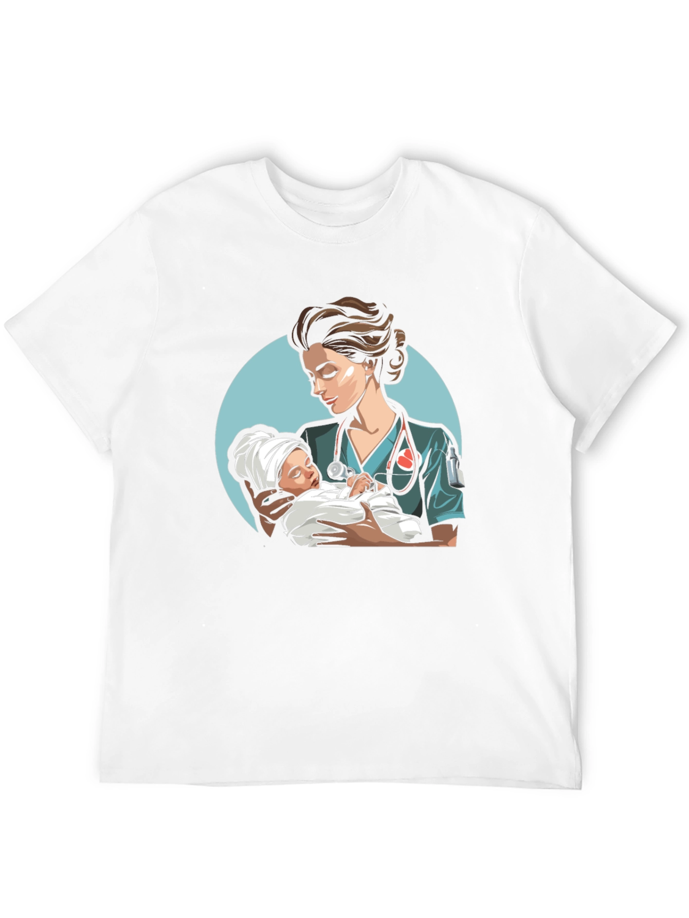 Black Nurse & Baby Graphic Tee - Black Cotton T-Shirt view 12