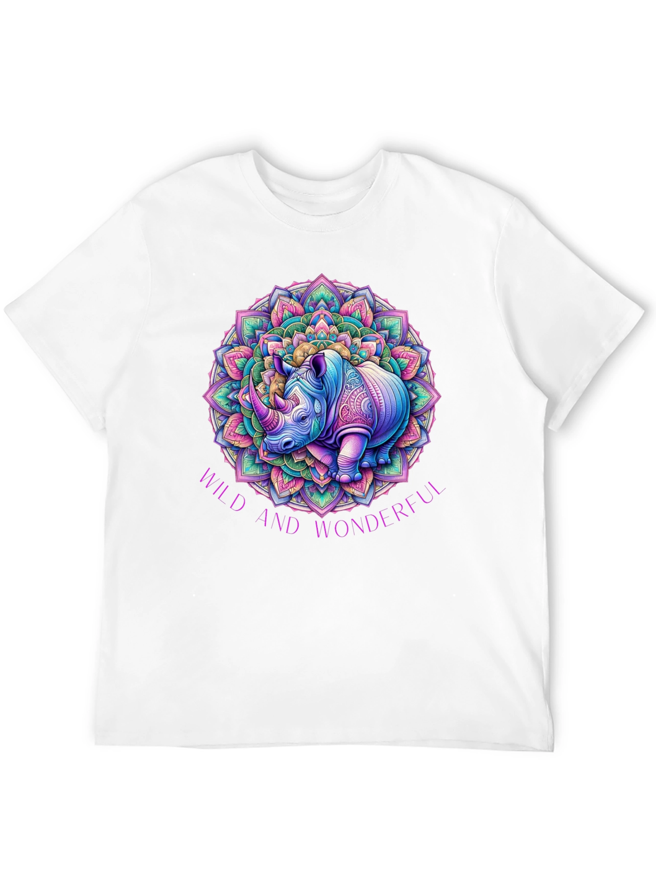 Black Wild and Wonderful Rhino Mandala T-Shirt view 12