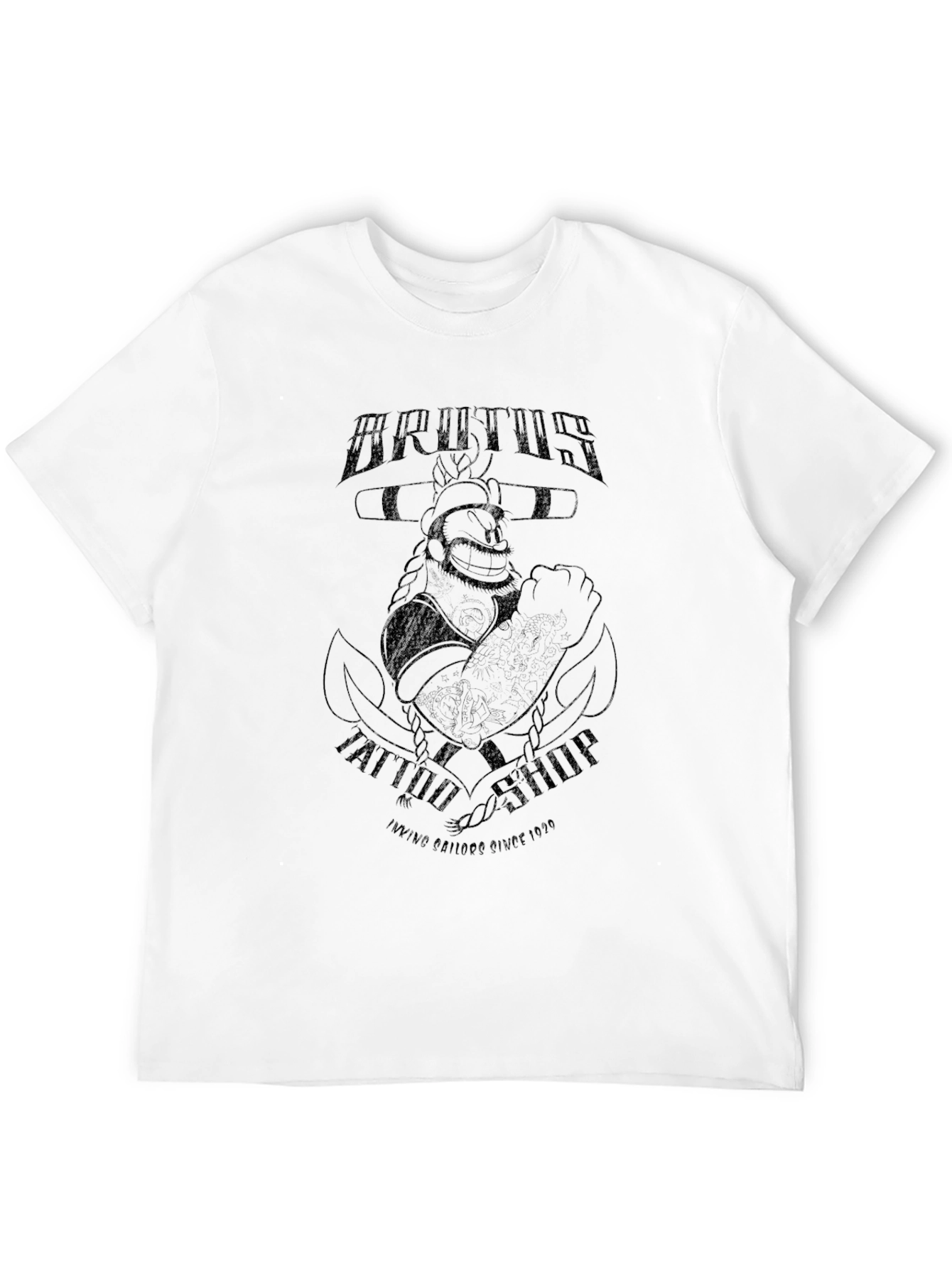 Black Brutus Tattoo Shop Graphic Tee - Vintage Sailor Design view 12