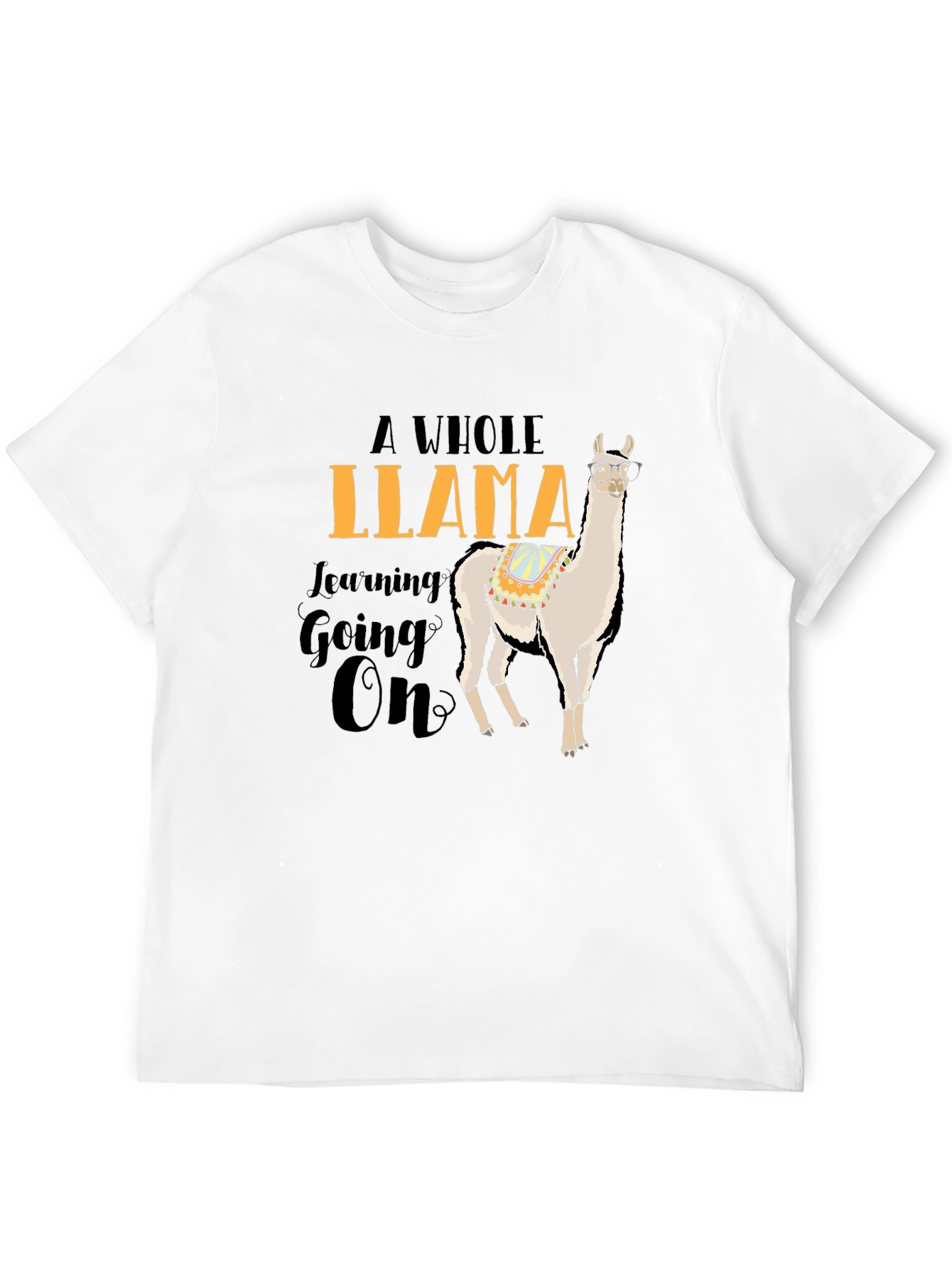 Black Funny Llama T-Shirt - A Whole Llama Learning Going On view 12