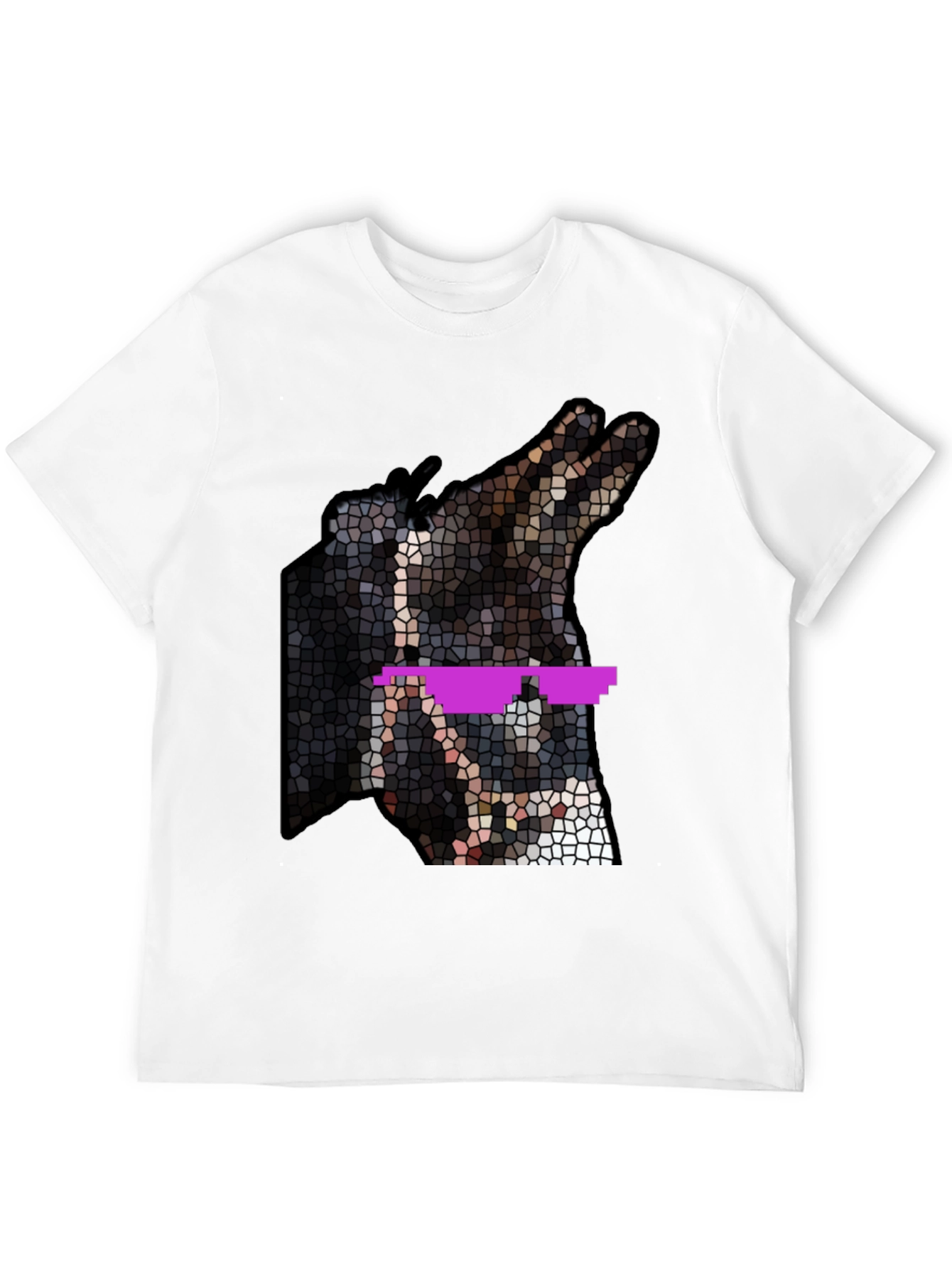 Black Cool Dog Mosaic T-Shirt view 12