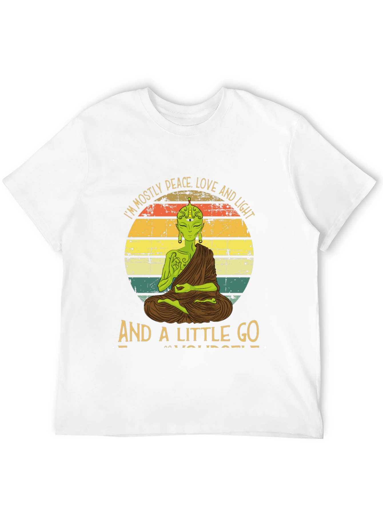 Black Peace Love and Light T-Shirt - Alien Buddha view 12
