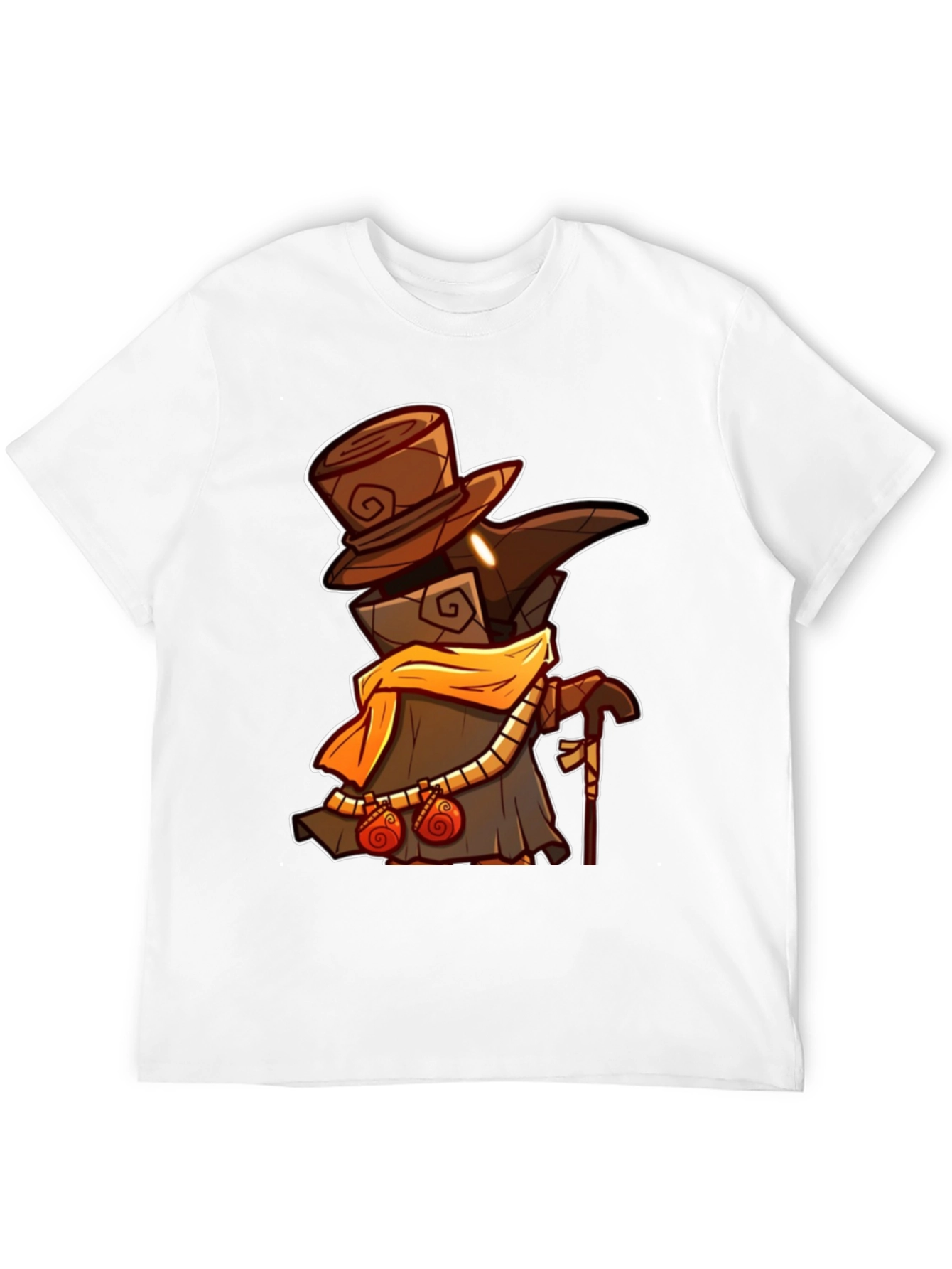 Black Plague Doctor Cartoon Graphic T-Shirt - Black view 12