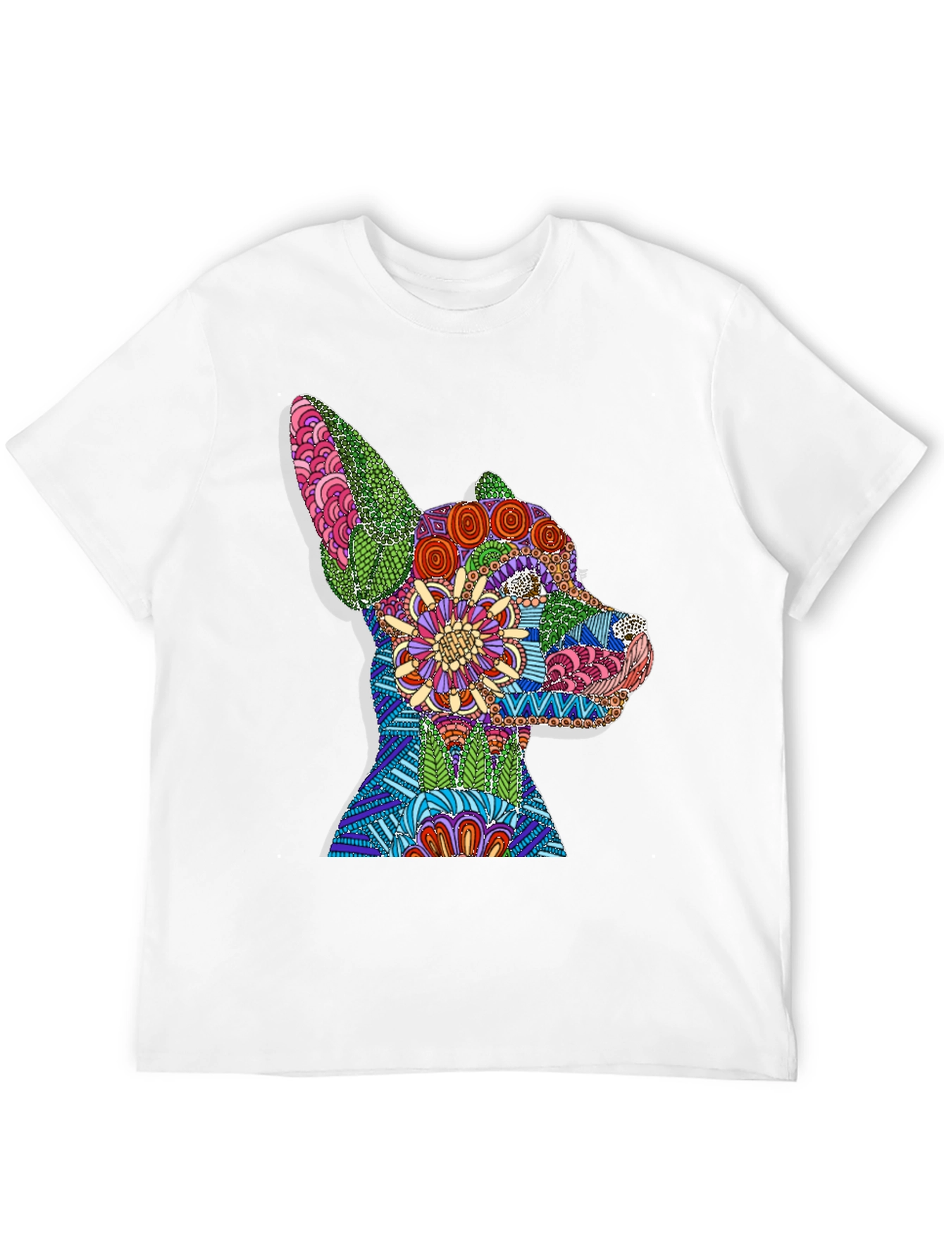 Black Dog Mandala Graphic Print T-Shirt - Black view 12