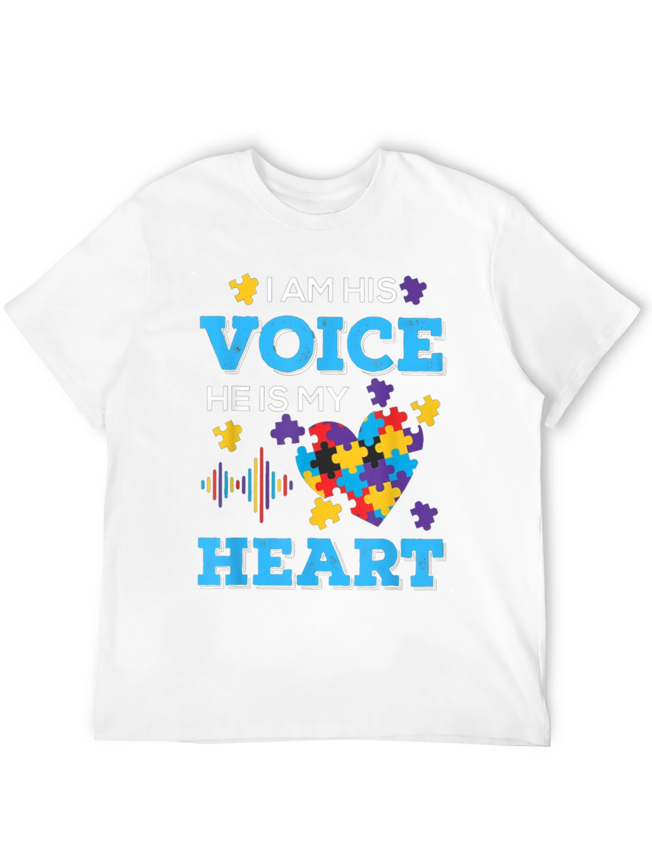 Black Autism Awareness T-Shirt - I am his Voice view 12