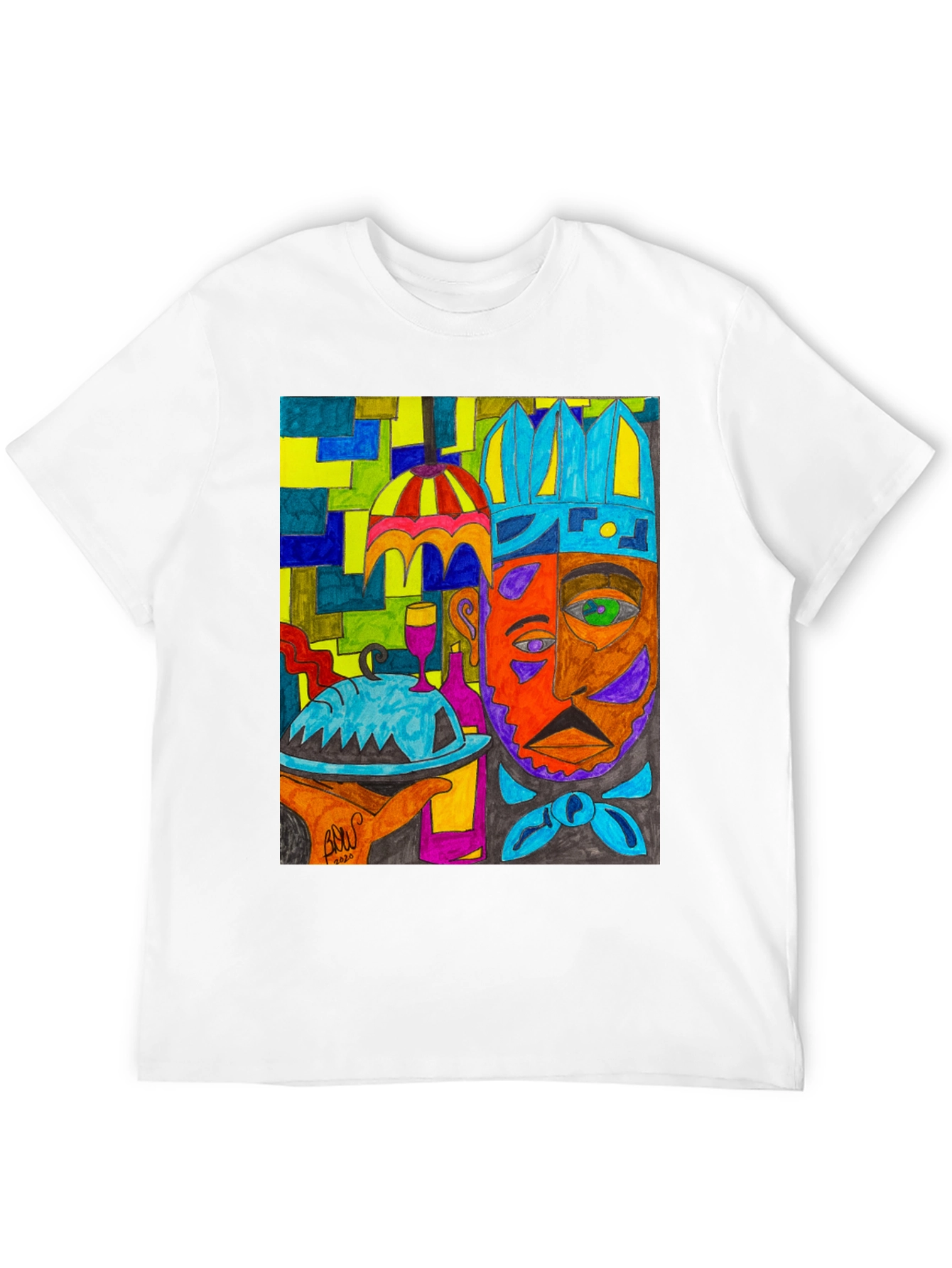 Black Artistic Graphic Print Men's Tee - Abstract Chef view 12