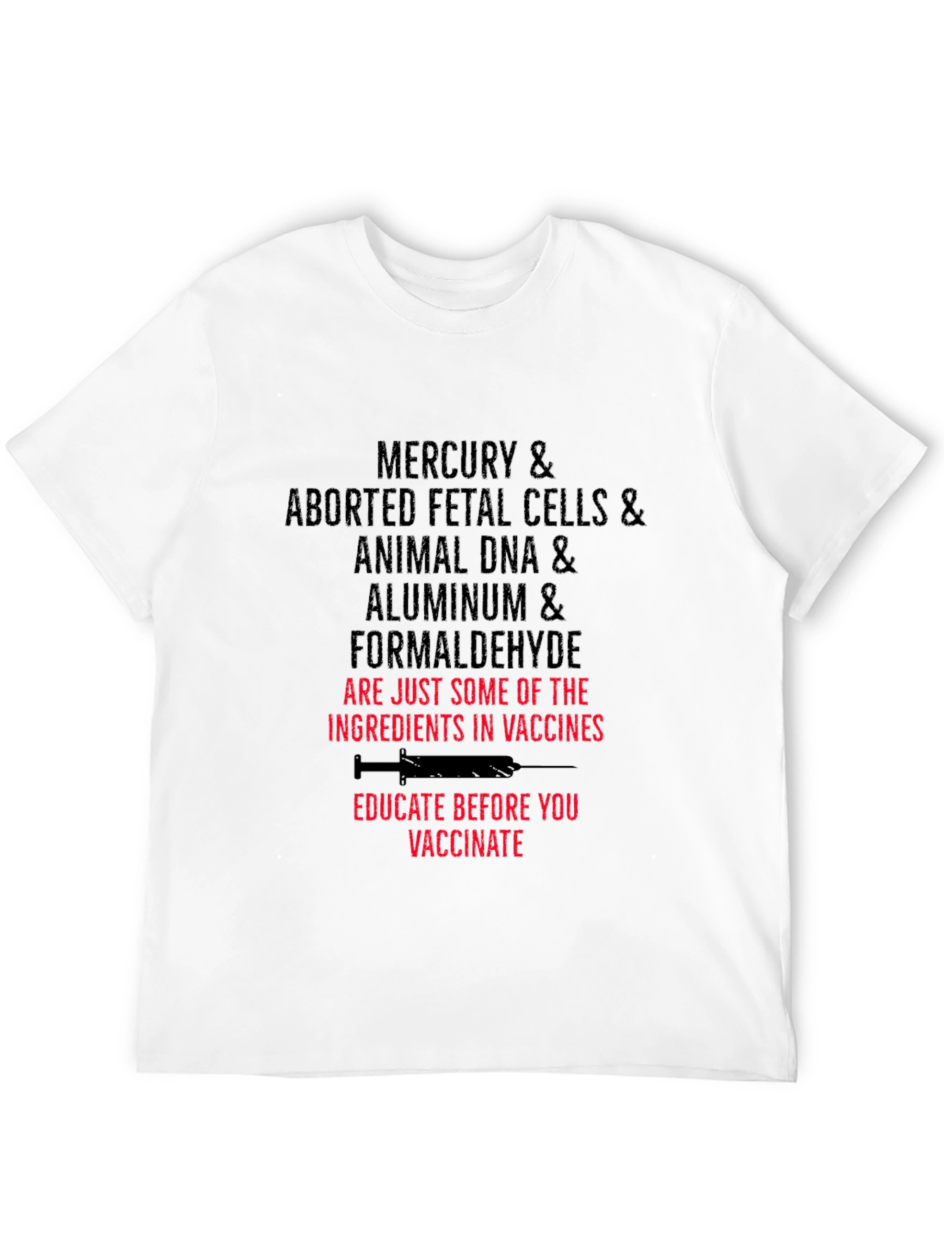 Black Anti-Vaccine T-Shirt: Mercury Fetal Cells DNA Aluminum view 12