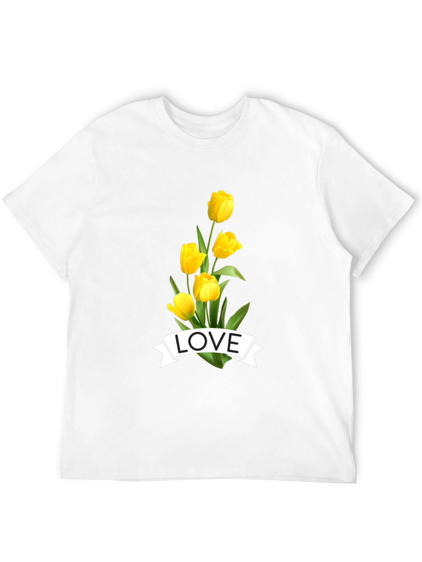 Black Love Tulips Graphic Tee - Black Cotton T-Shirt view 12