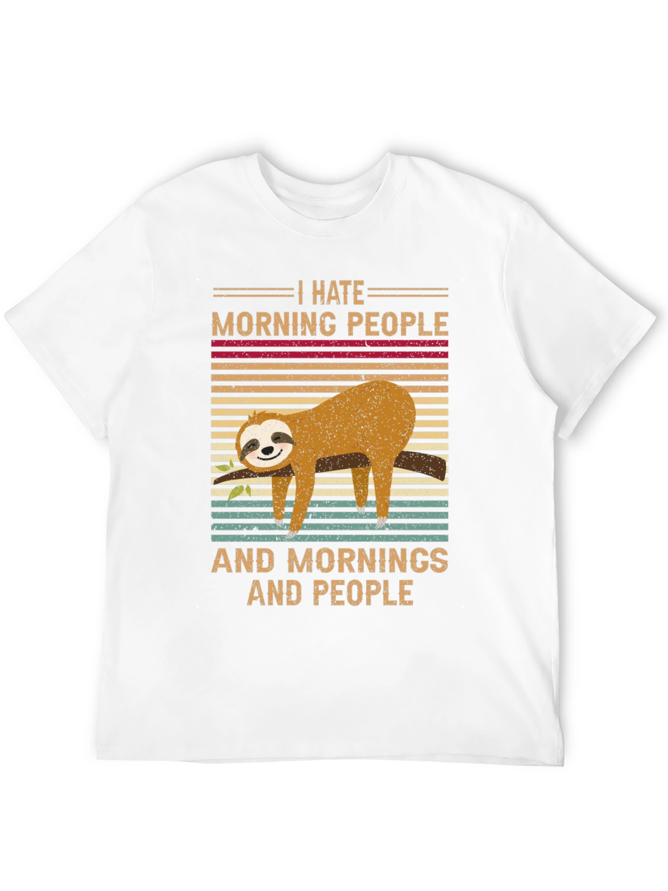 Black I Hate Morning People Sloth T-Shirt view 12