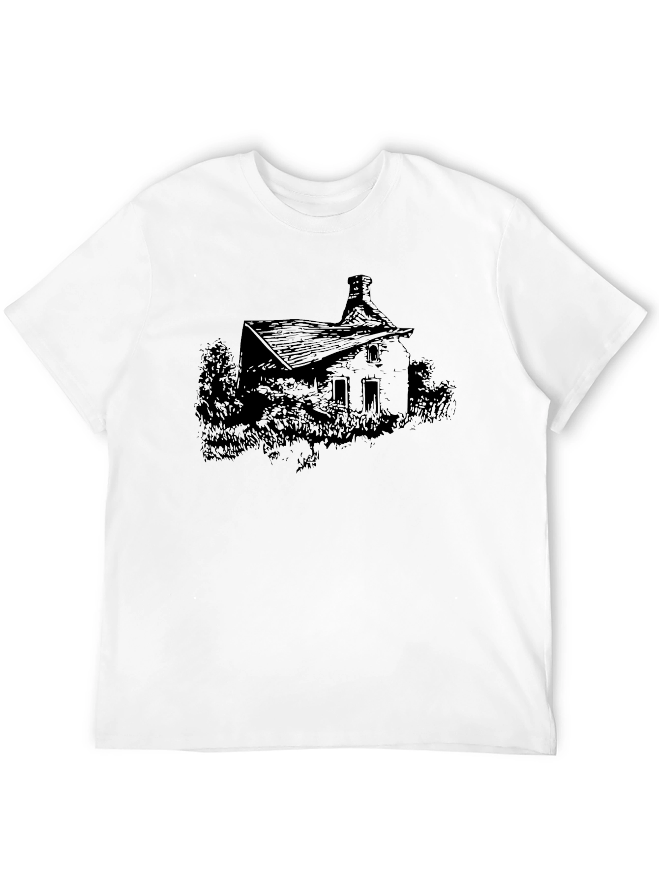 Black Eerie House Graphic T-Shirt view 12