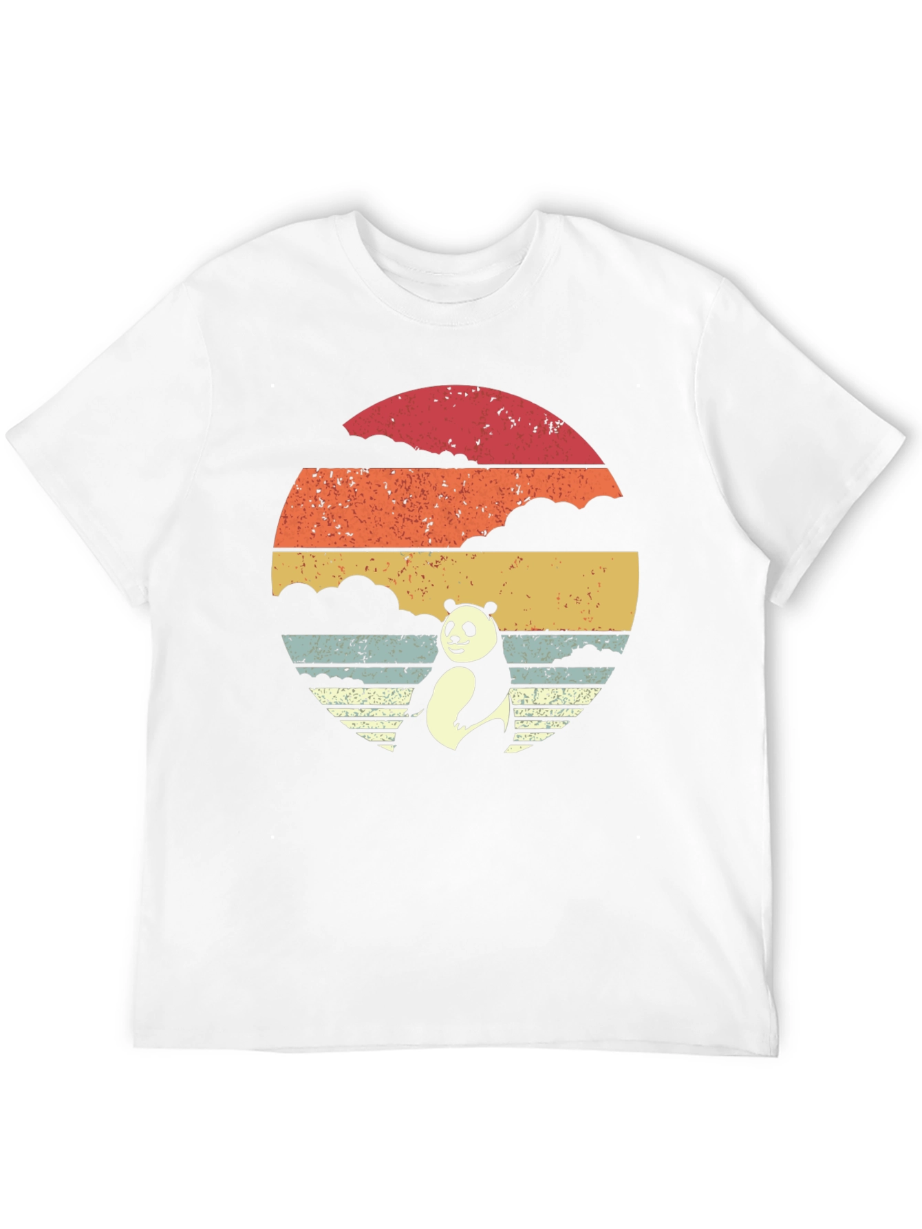 Black Panda Sunset Graphic Tee - Retro Style Black T-Shirt view 12