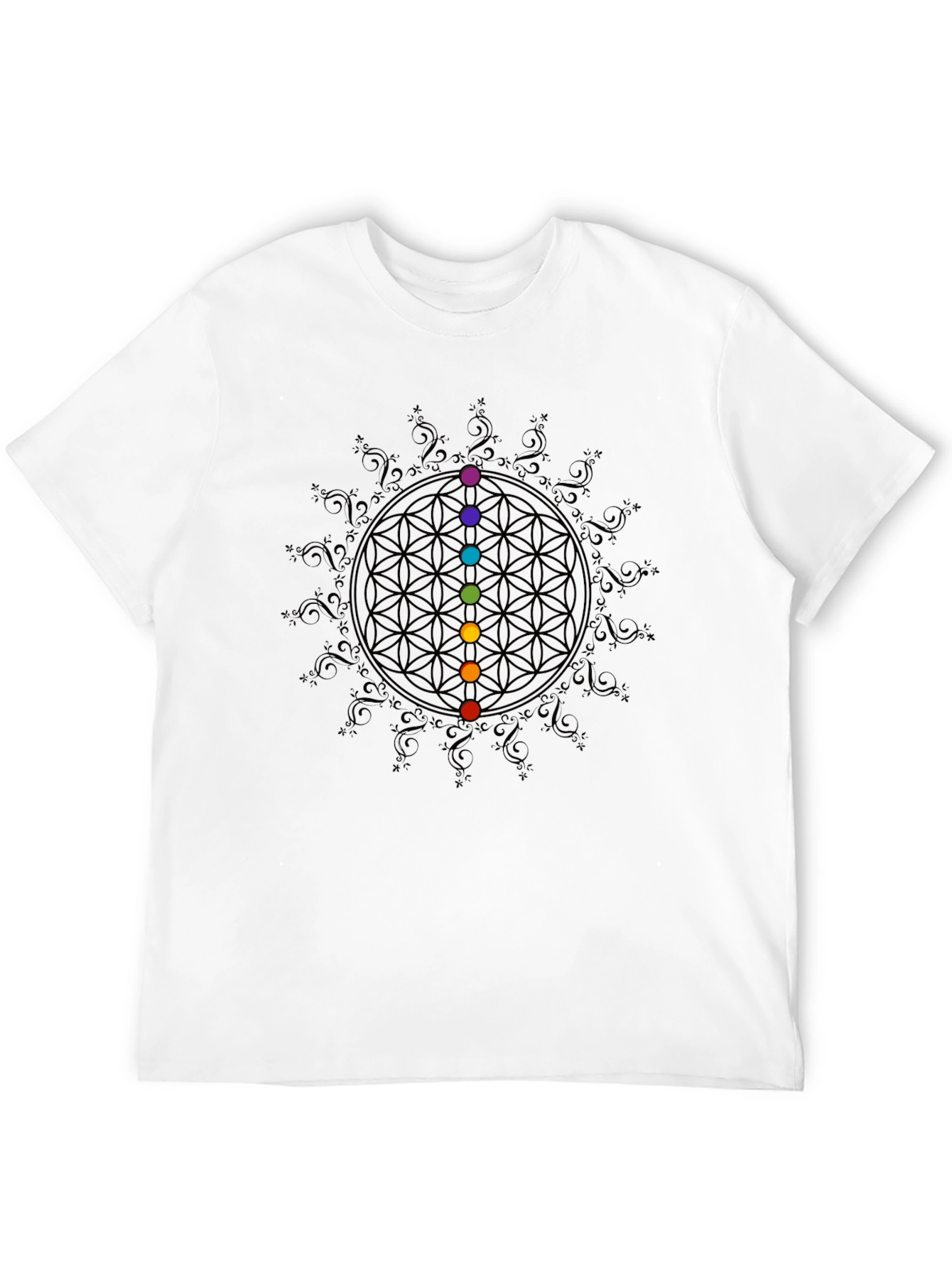 Black Chakra Flower of Life Graphic Tee - Black view 12