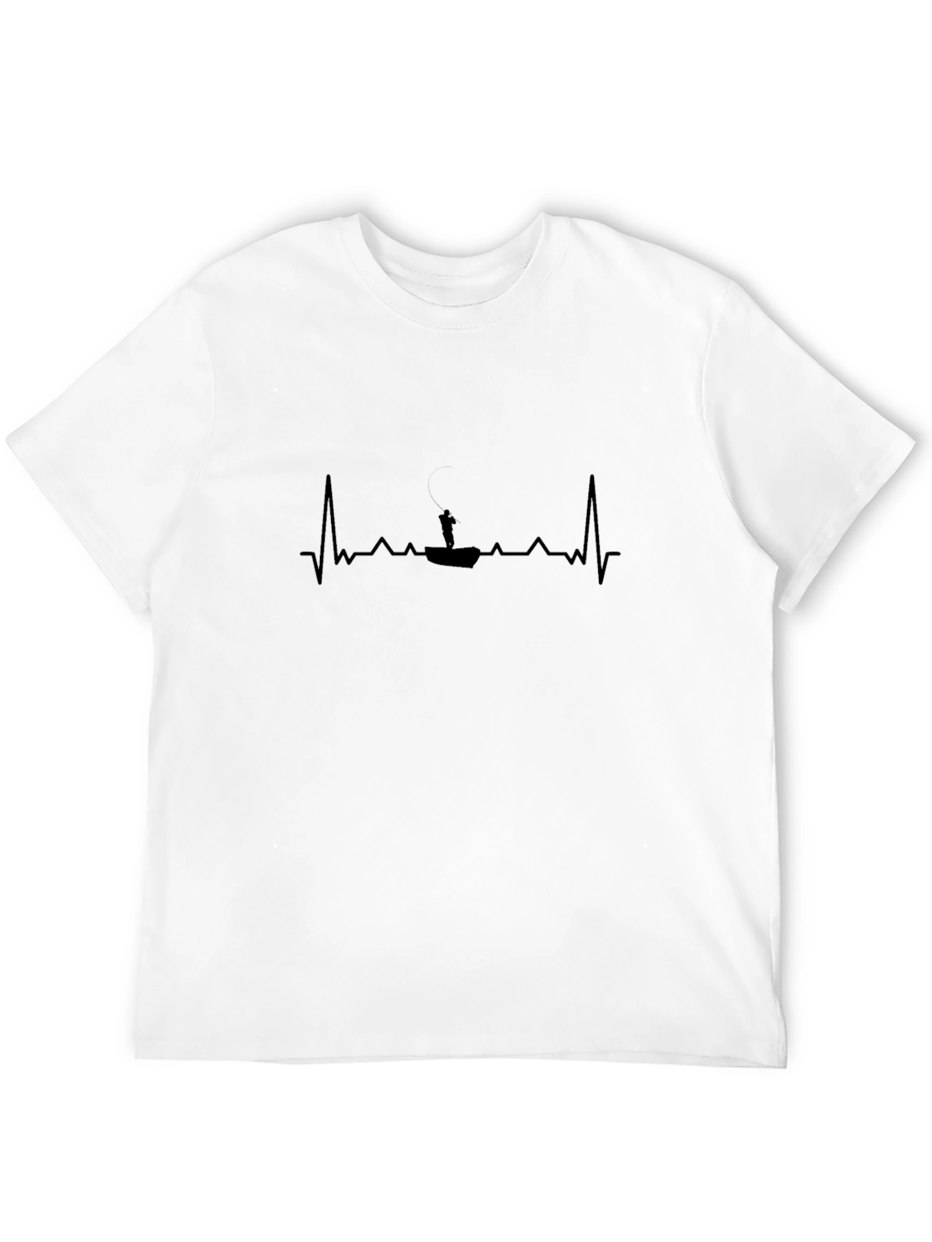 Black Fishing Heartbeat Graphic Tee - Bass Angler T-Shirt view 12