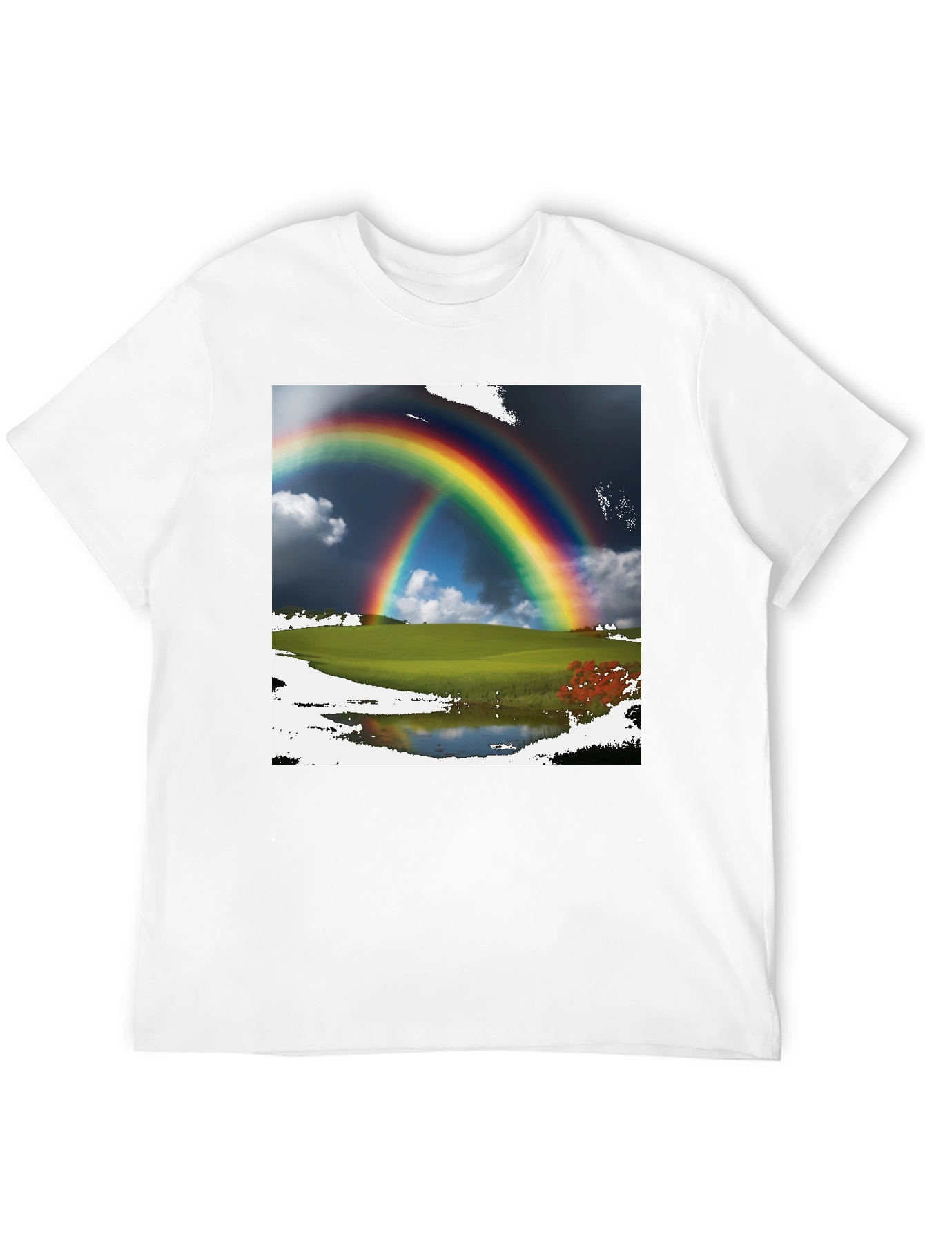 Black Rainbow Scene Black T-Shirt view 12