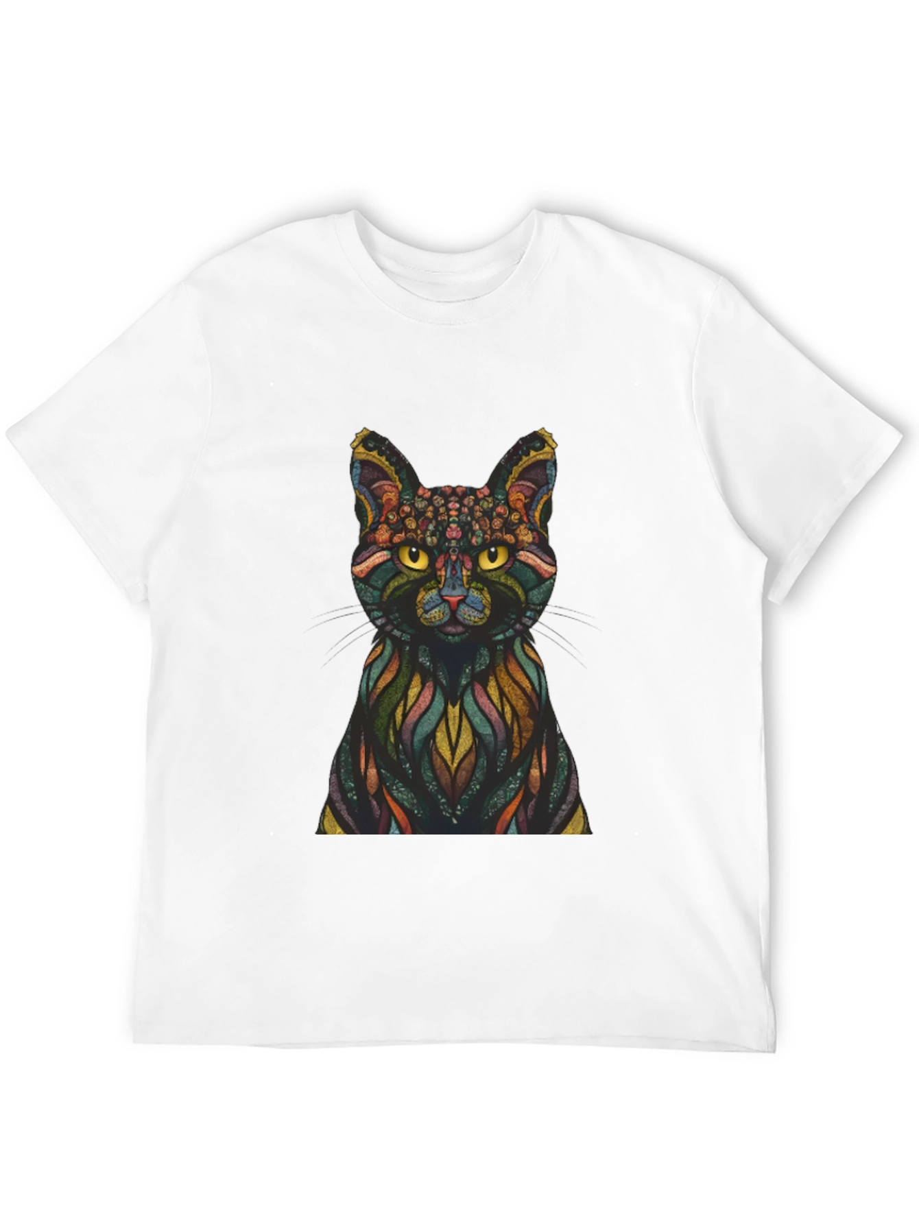 Black Abstract Cat Graphic Print T-Shirt view 12