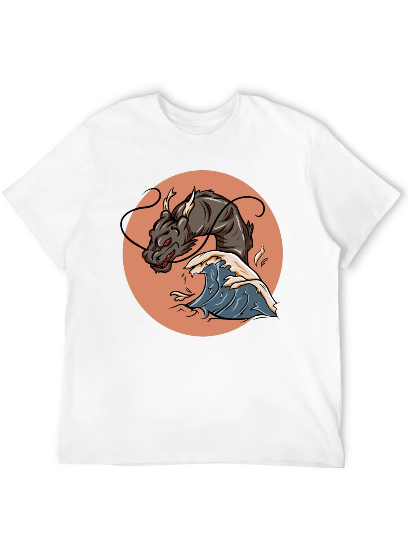 Black Dragon Wave Graphic Tee - Black Cotton Blend view 12