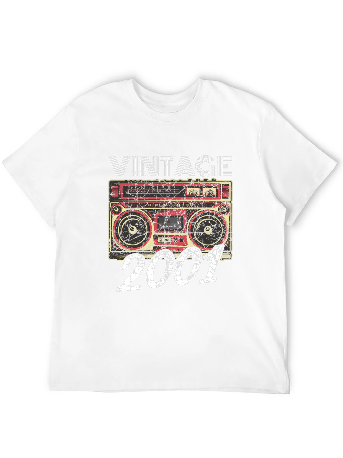 Black Vintage 2001 Boombox Graphic Tee - Birthday Gift view 12
