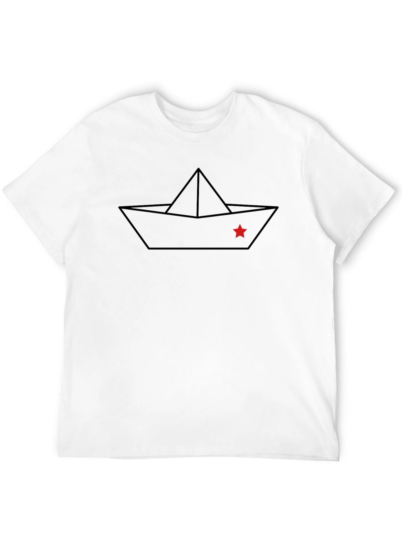 Black Paper Boat Graphic T-Shirt - Minimalist Design view 12