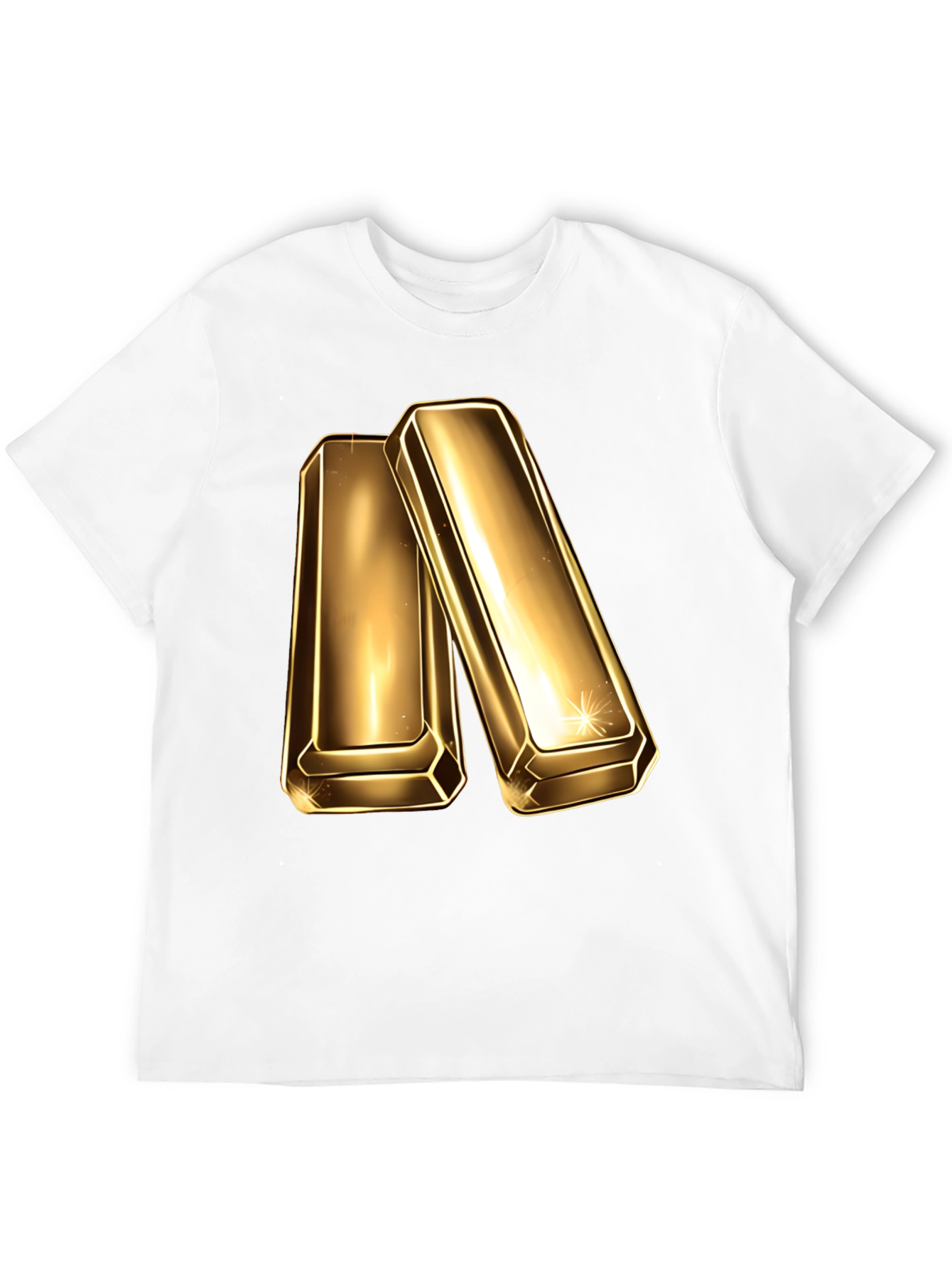 Black Gold Bar Graphic Tee - Shiny Ingot Design T-Shirt view 12