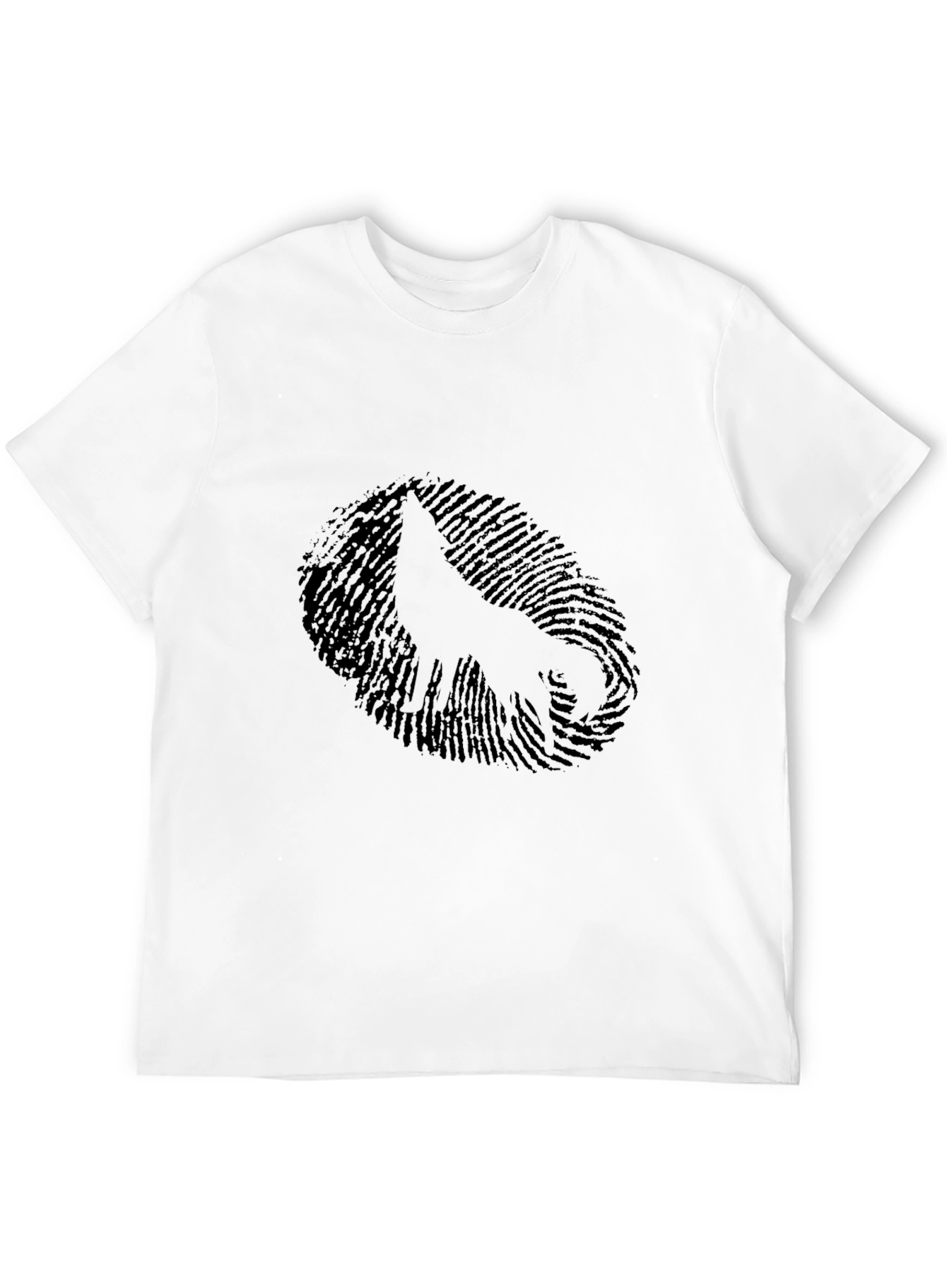 Black Fingerprint Wolf Graphic Black Tee view 12