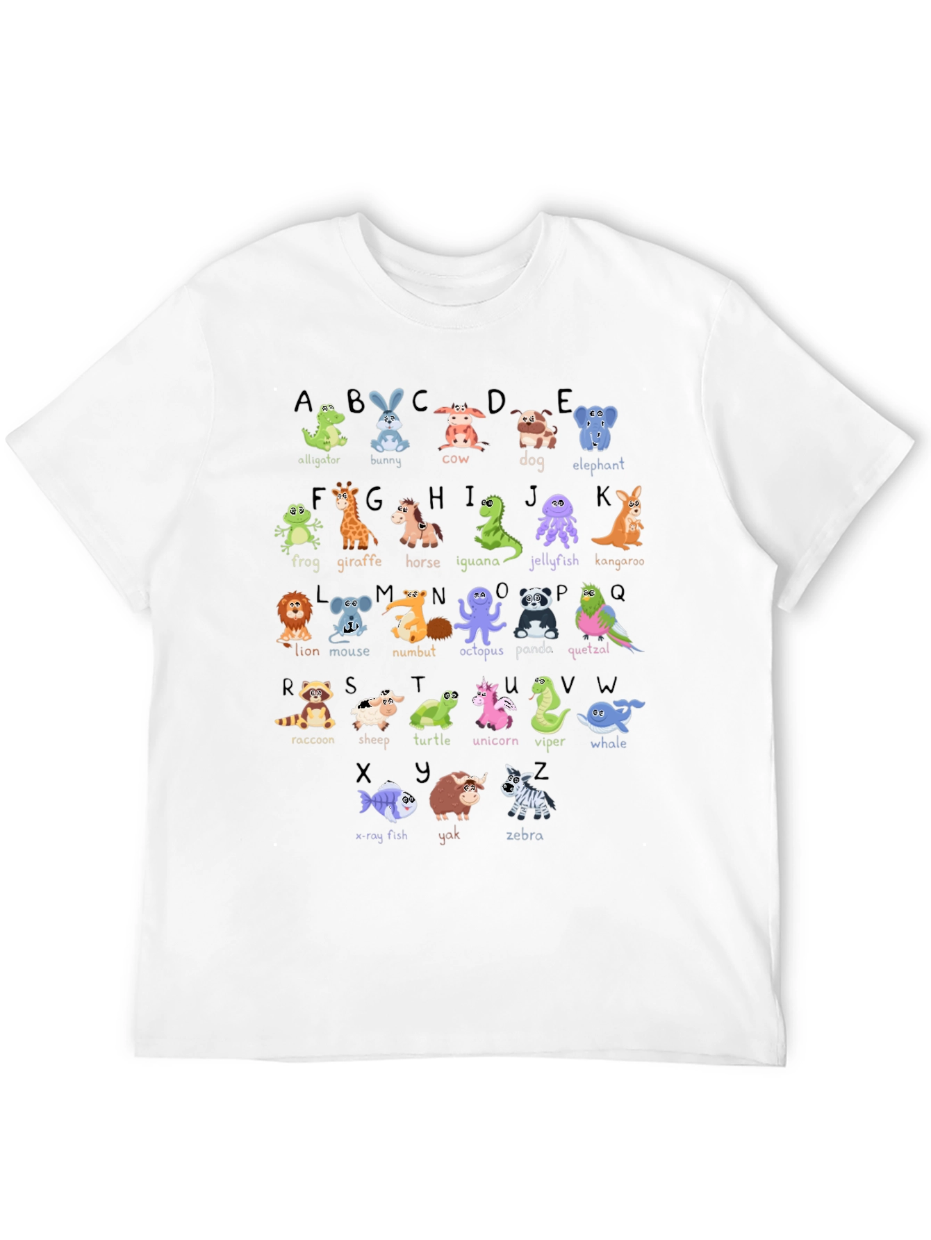 Black Animal Alphabet T-Shirt - Fun Educational Design view 12