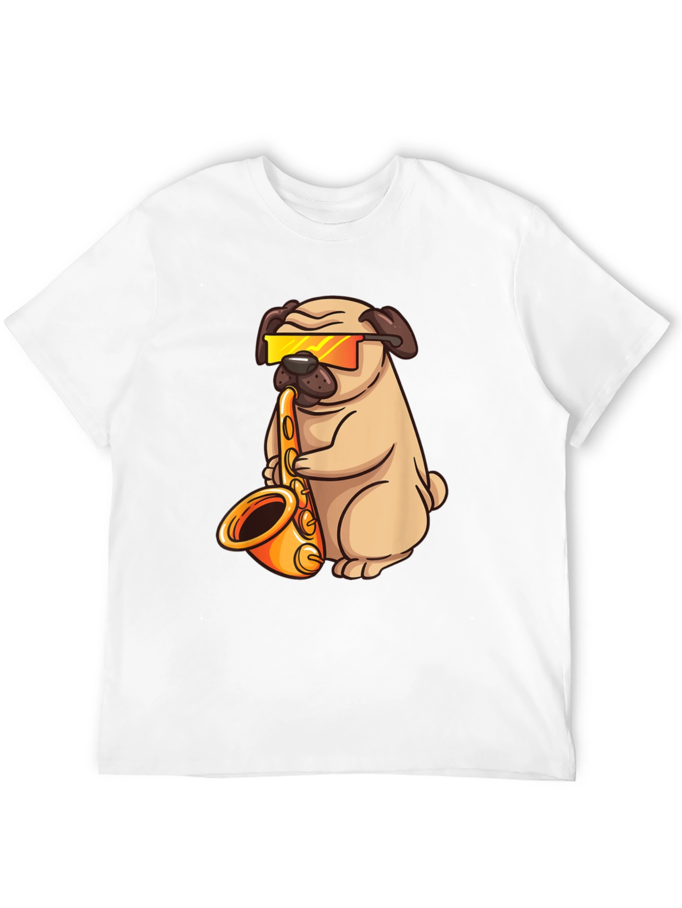 Black Saxophone Pug T-Shirt - Cool Dog Graphic Tee view 12