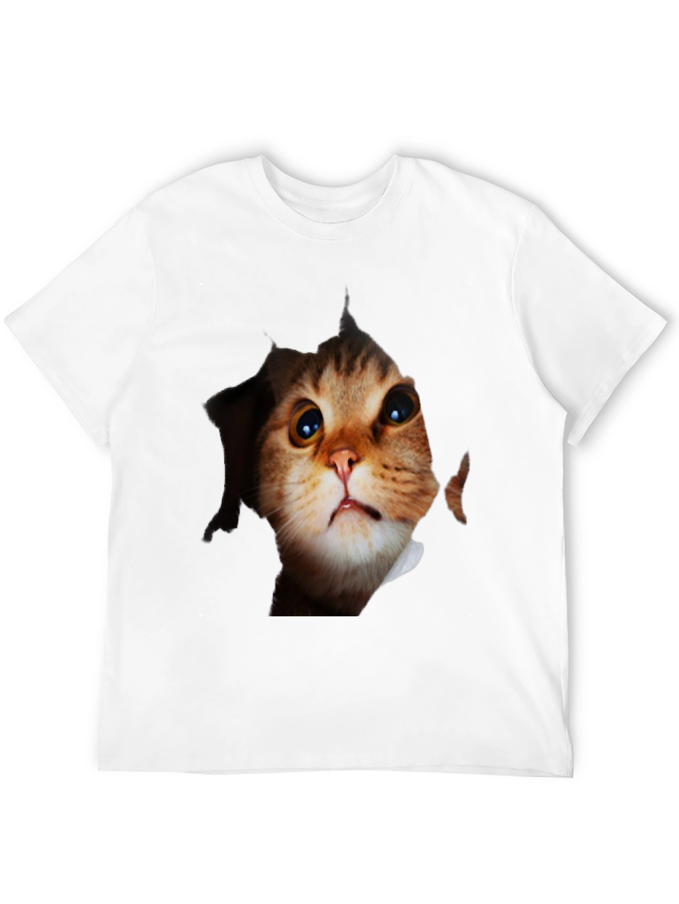 Black 3D Cat Peeking Out Black T-Shirt view 12